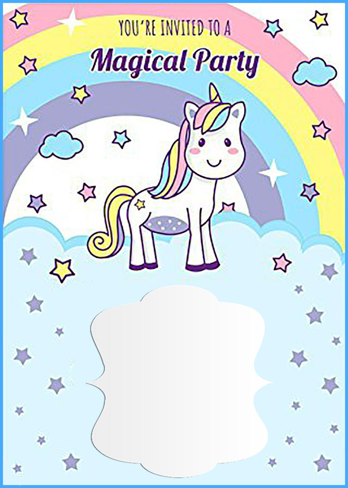 Unicorn Free Printable First Birthday Invitation Template with regard to Unicorn Birthday Invitation Card Free Printable