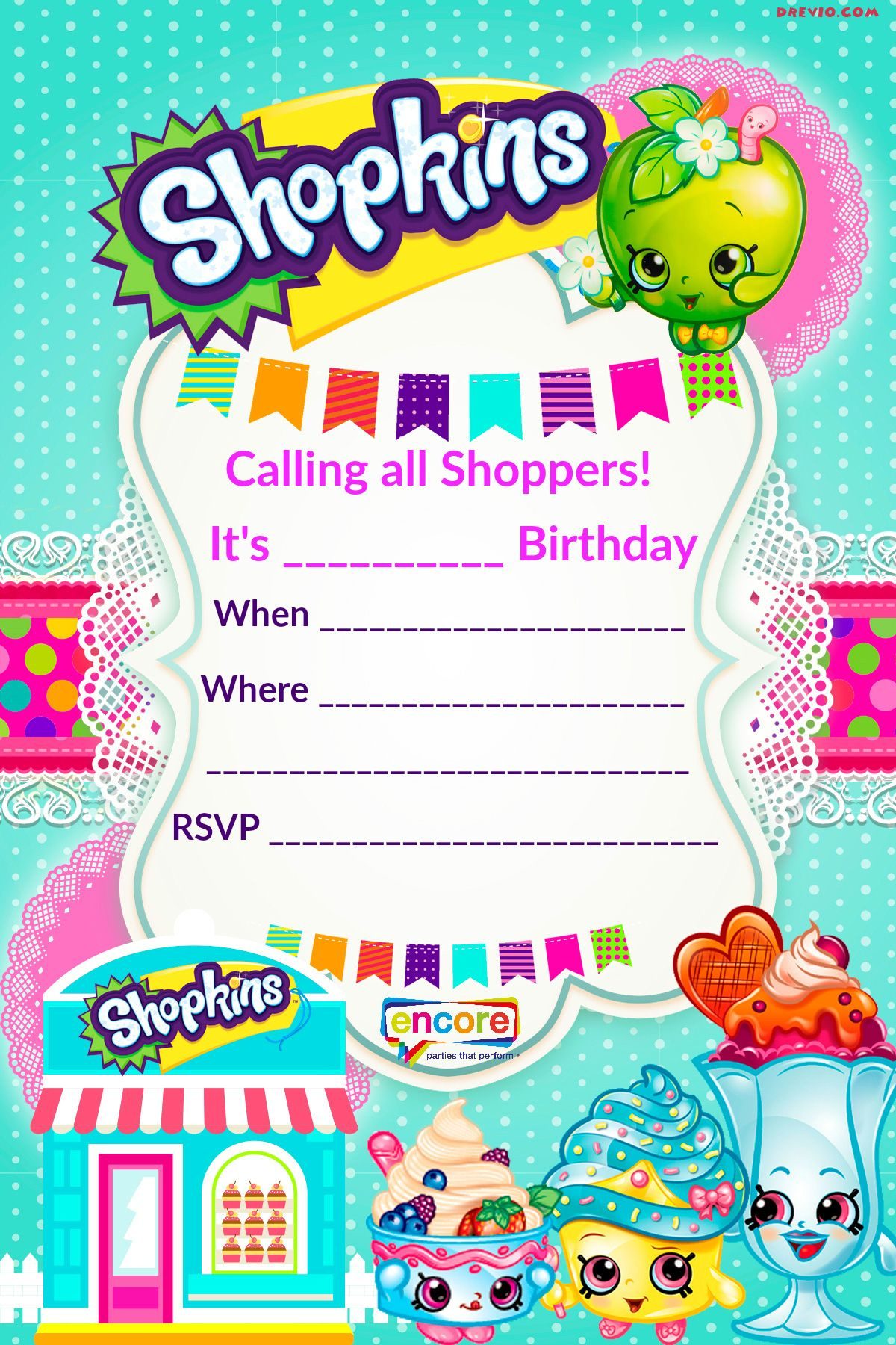 Updated – Free Printable Shopkins Birthday Invitation Template intended for Shopkins Birthday Card Printable