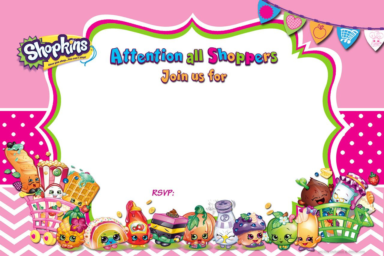 Updated – Free Printable Shopkins Birthday Invitation Template pertaining to Shopkins Birthday Card Printable