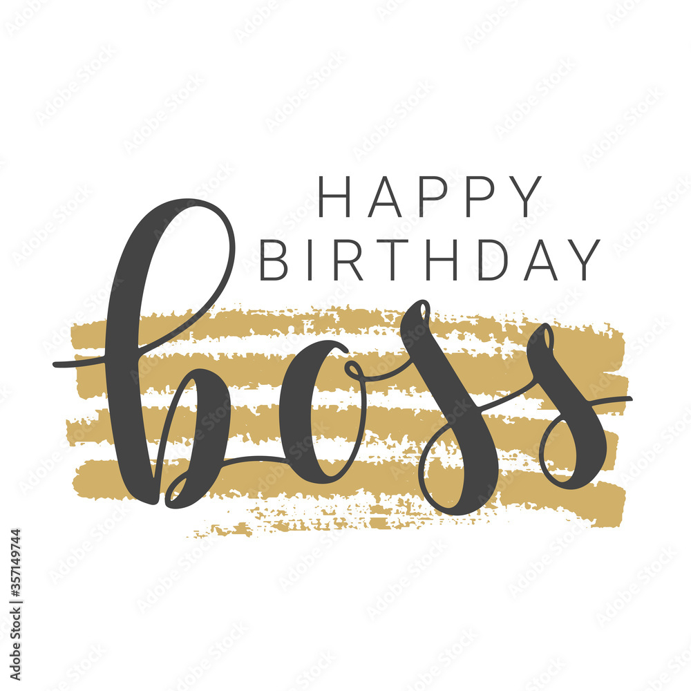 Vector Illustration. Handwritten Lettering Of Happy Birthday Boss in Boss Birthday Card Printable