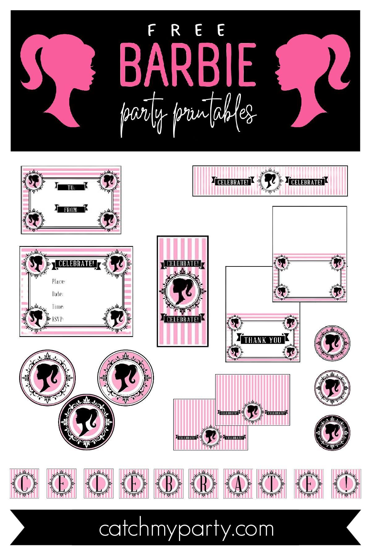 Vintage Barbie Party Printables (Free Download) | Catch My Party inside Printable Barbie Birthday Card