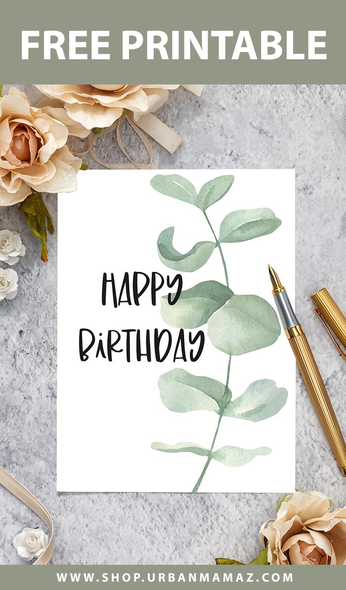 Watercolor Plant &amp;quot;Happy Birthday&amp;quot; - Free Printable Birthday Cards pertaining to Home Printable Birthday Cards