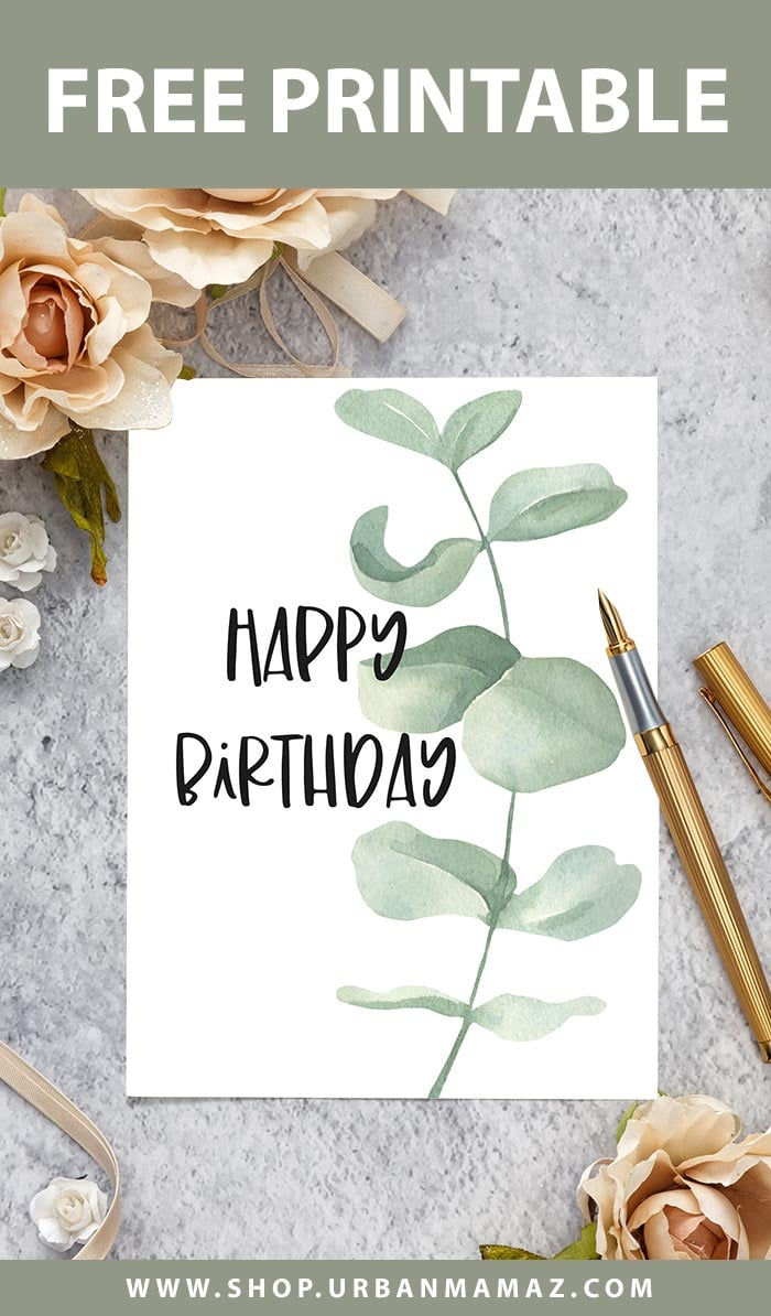 Watercolor Plant &amp;quot;Happy Birthday&amp;quot; - Free Printable Birthday Cards throughout Printable Birthday Card At Home