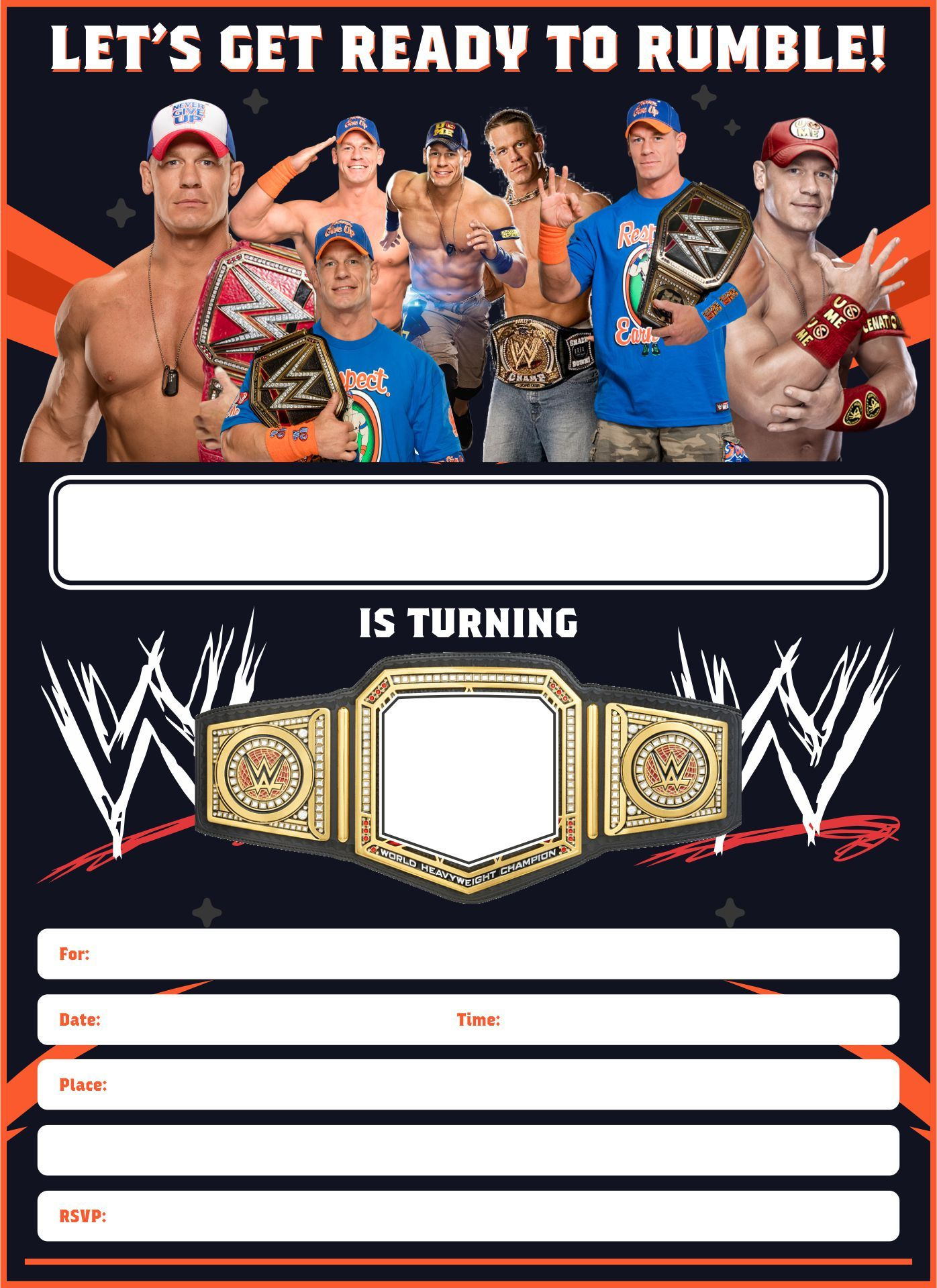 Wwe Birthday Invitations - 10 Free Pdf Printables | Printablee for Wrestling Birthday Cards Printable Free