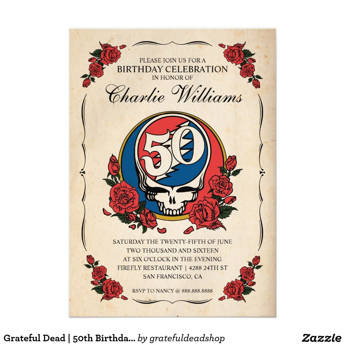 Zazzle Sign In with Printable Grateful Dead Birthday Card