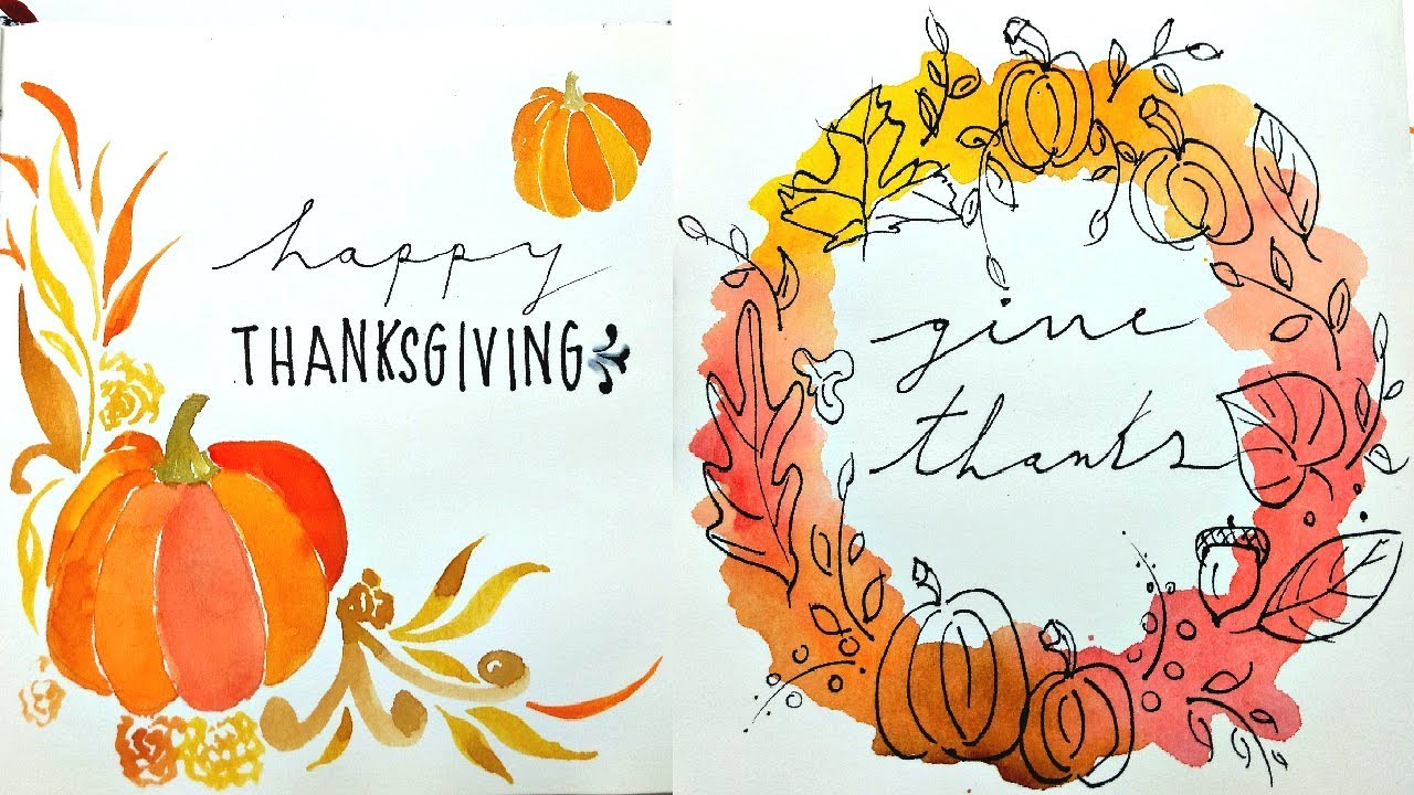 2 Homemade Thanksgiving Cards In Watercolor » Guide To Painting Easy Thanksgiving Cards Stepstep in Thanksgiving Cards Watercolor