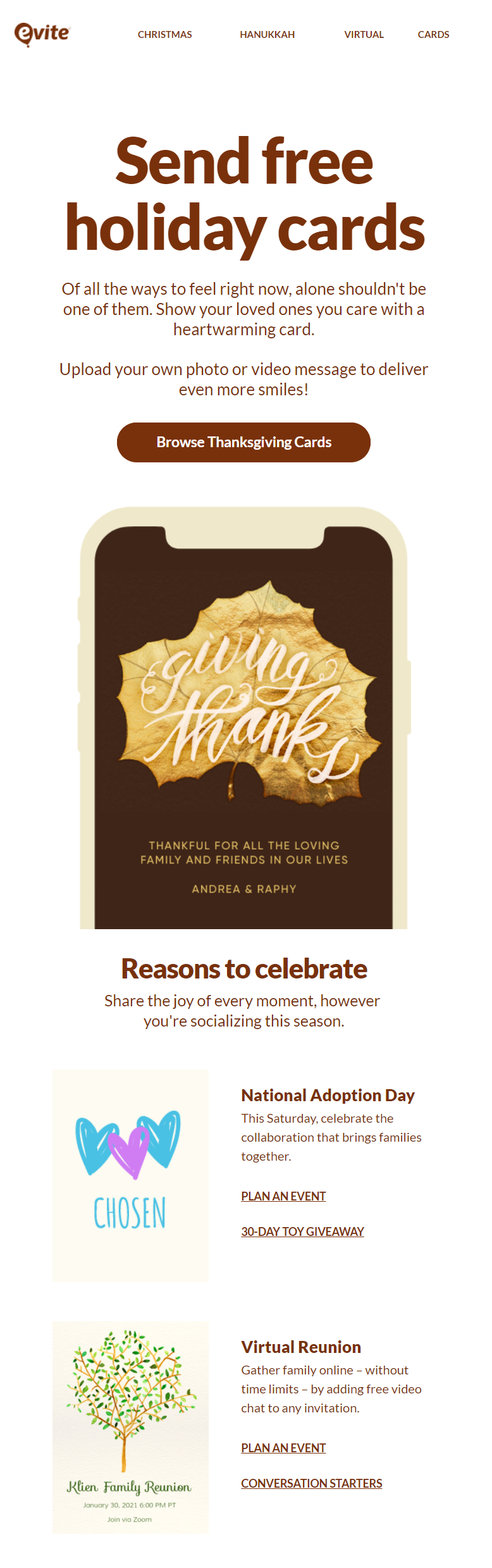 31 Ways To Design Your Thanksgiving Email Template &amp;amp; Subject Line in Thanksgiving Cards Email