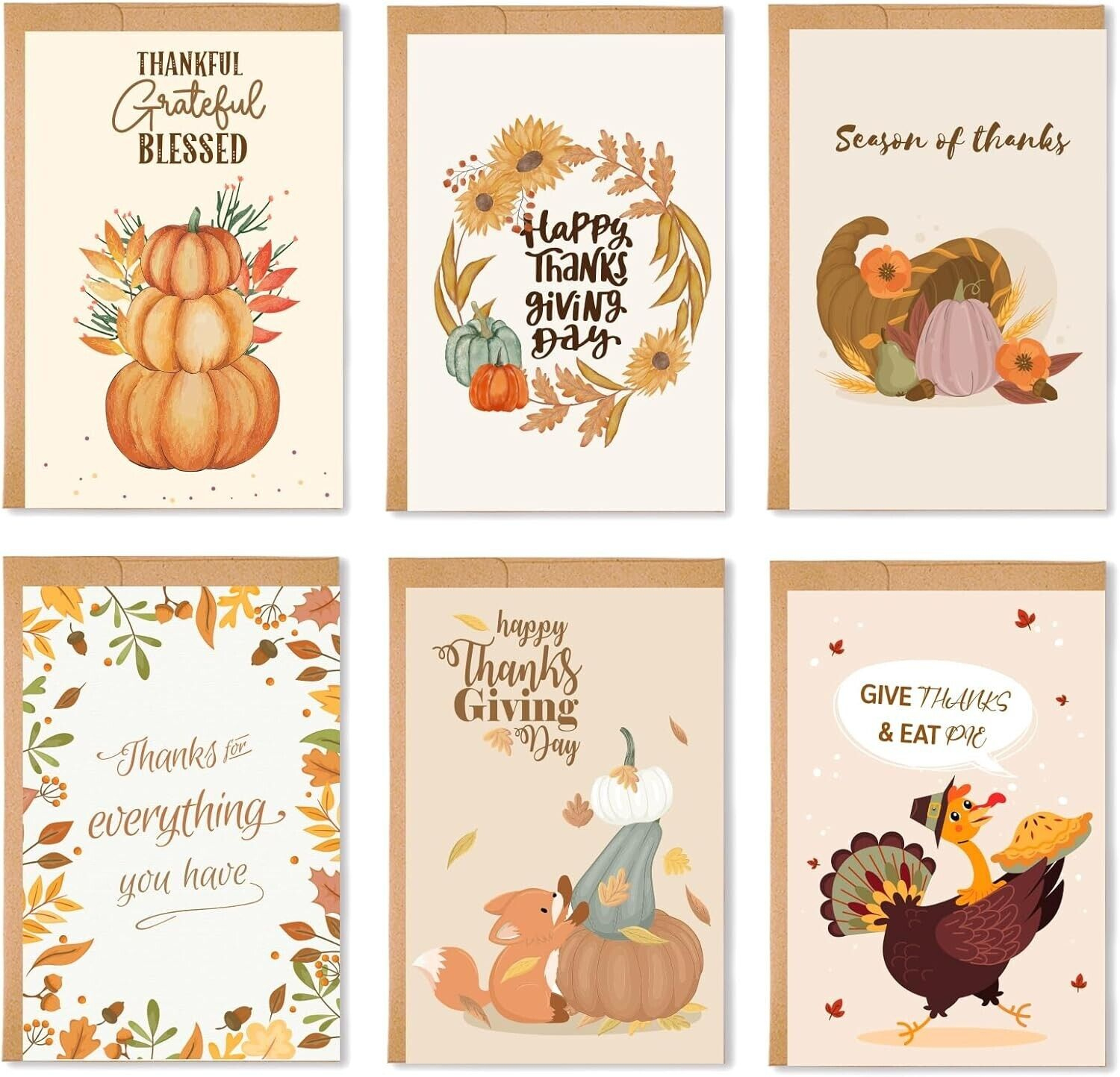 36Pcs Thanksgiving Greeting Cards With Envelopes For Friends within Thanksgiving Day Cards For Friends