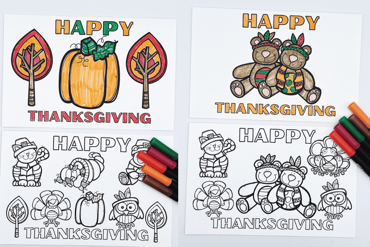 6 Free Printable Thanksgiving Cards To Color For Kids intended for Printable Thanksgiving Cards to Color