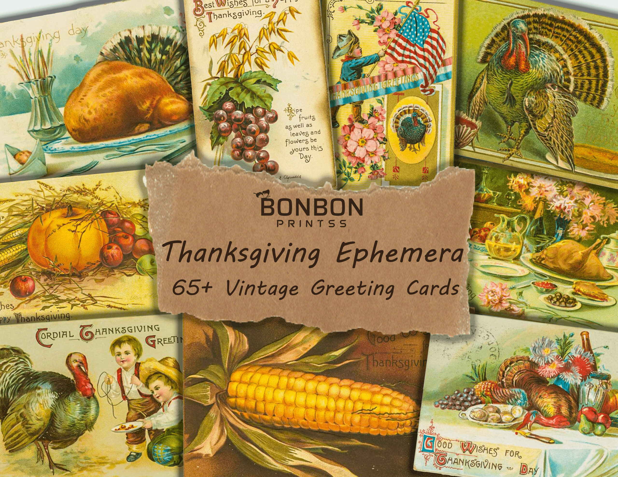 65 X Vintage Thanksgiving Greeting Cards, Autumn Harvest, Junk pertaining to Vintage Thanksgiving Day Cards