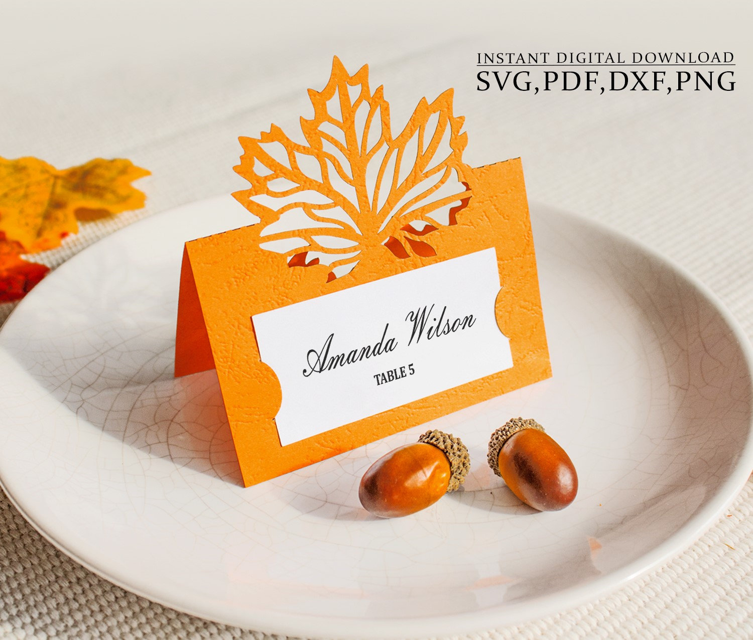 Ahornblatt Tischkarte Svg, Hochzeit Tischkarte Herbst Vorlage throughout Cricut Thanksgiving Place Cards