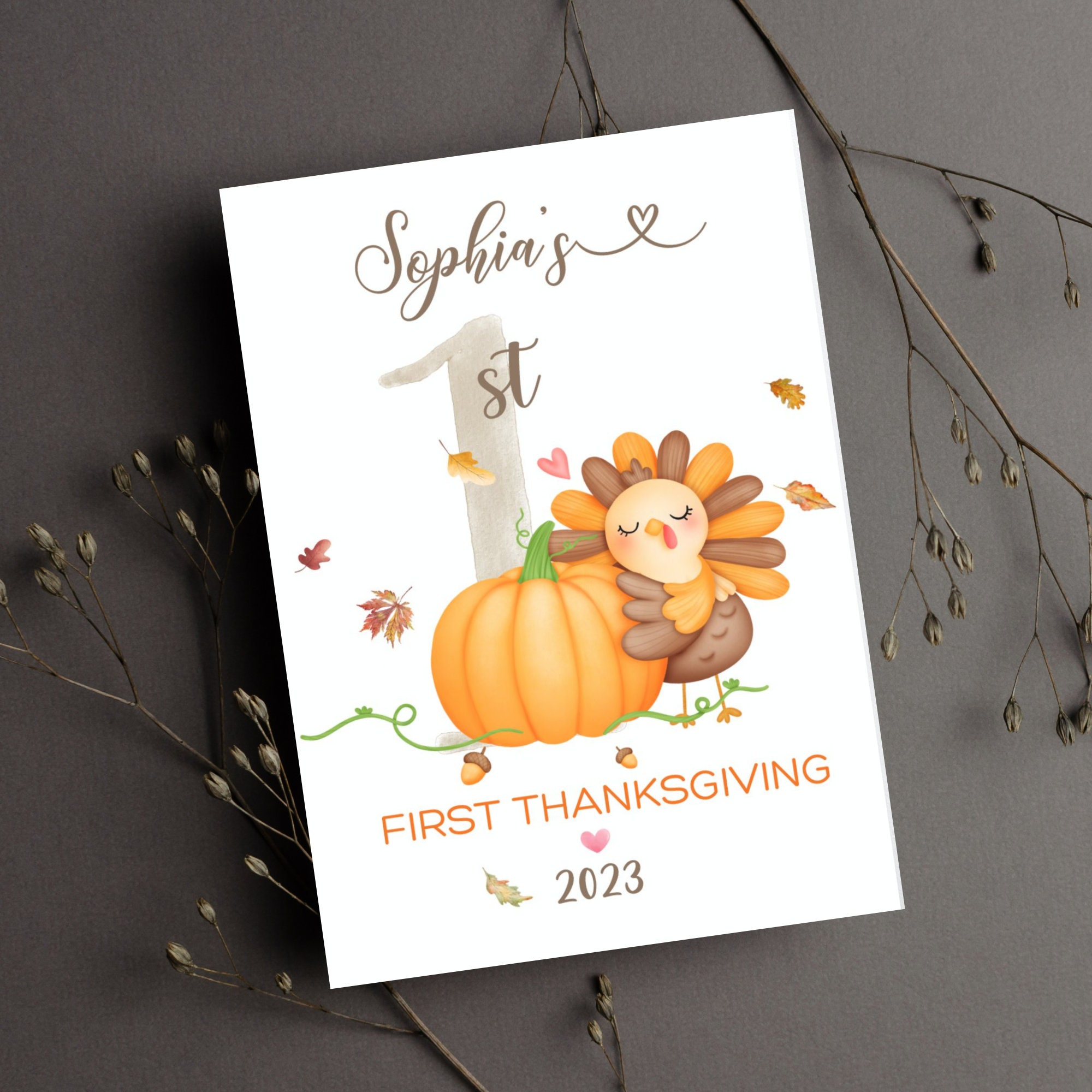 Baby&amp;#039;S 1St Thanksgiving Card Personalized First Thanksgiving Card with First Thanksgiving Cards