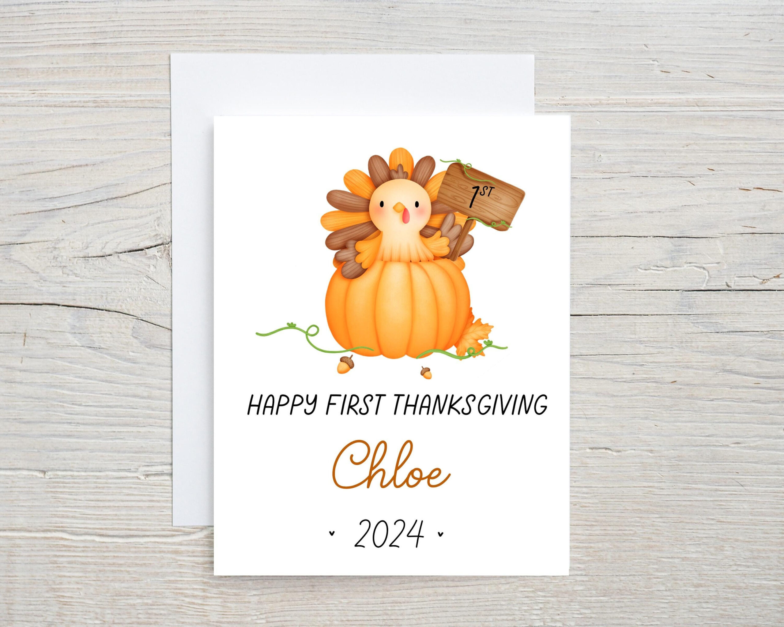 Babys First Thanksgiving Card, Personalized Thanksgiving Card For within First Thanksgiving Cards