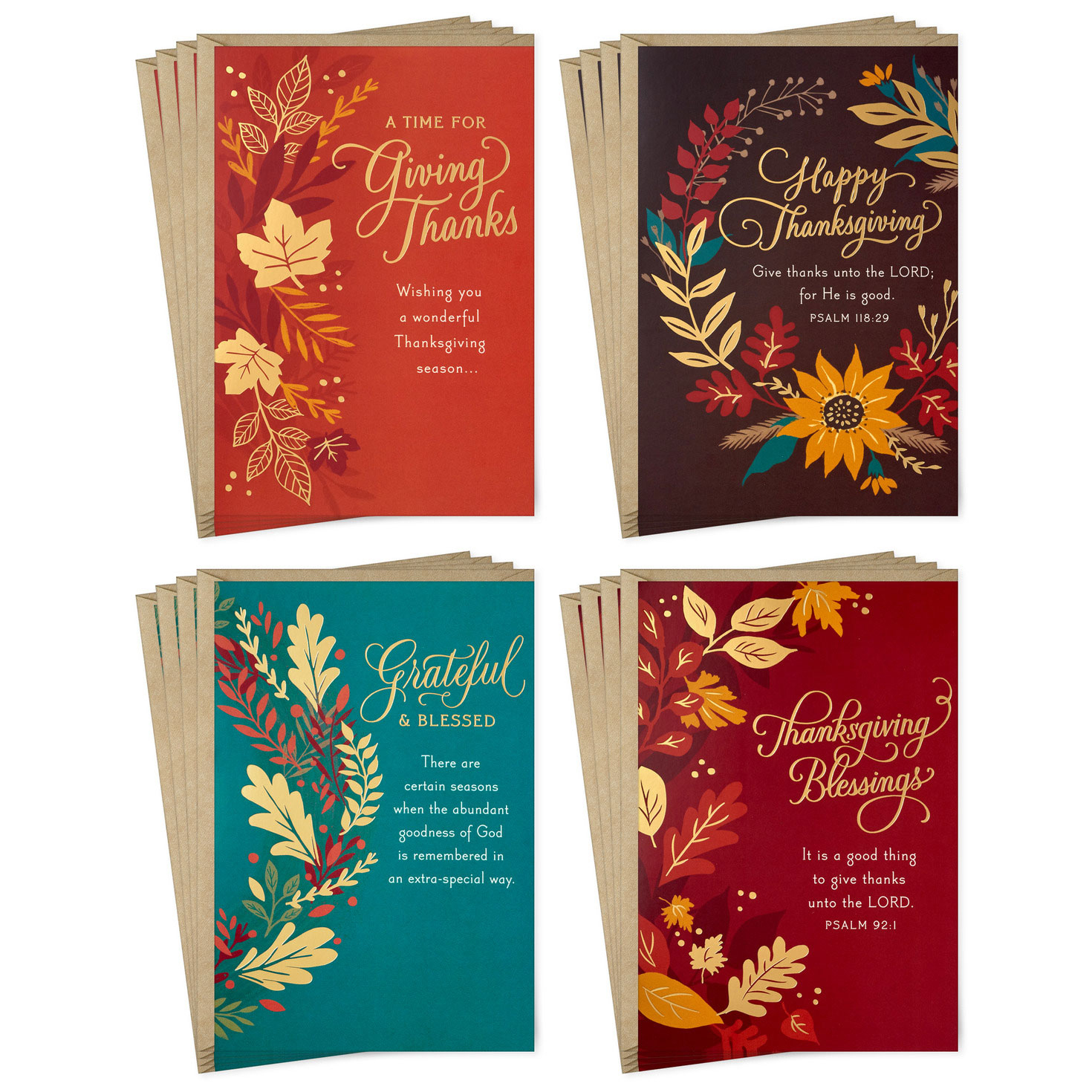 Blessings Religious Assorted Boxed Thanksgiving Cards, Pack Of 16 for Thanksgiving Cards Christian