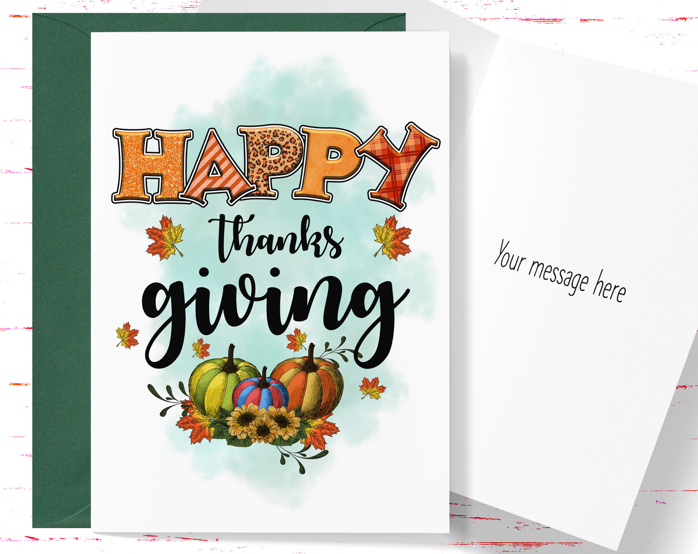 Colorful Thanksgiving Cards, Greeting Card For Thanksgiving - Etsy.de in Thanksgiving Day Photo Cards