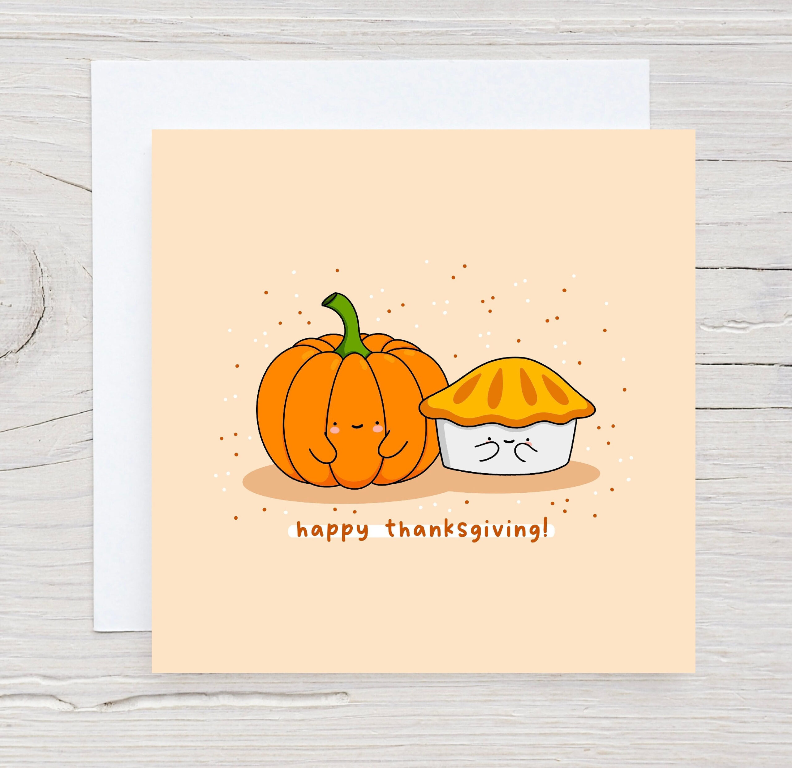 Cute Happy Thanksgiving Card Pumpkin Card, Pies, Kawaii Card - Etsy for Thanksgiving Cards Cute