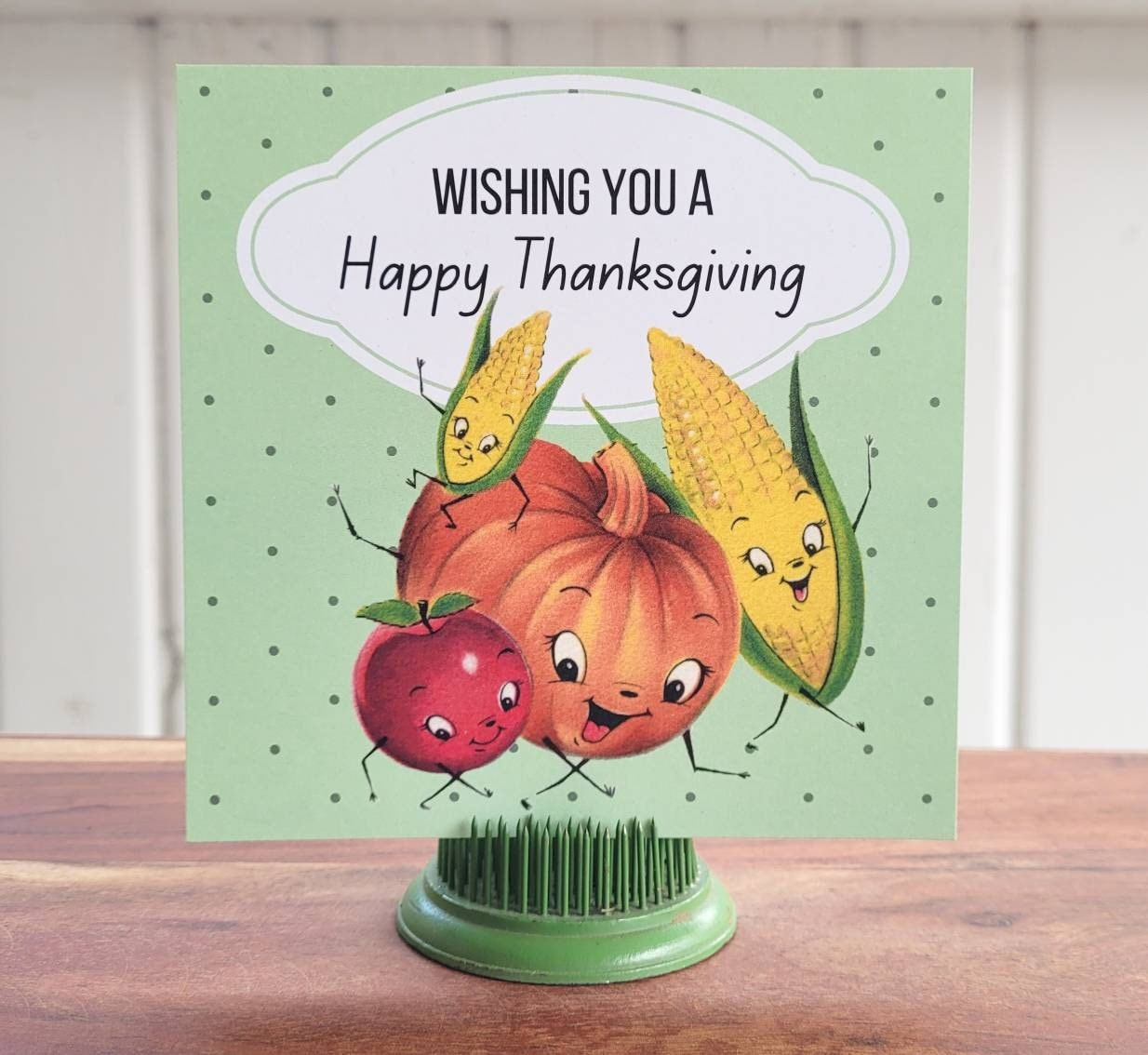 Cute Retro Happy Thanksgiving Cards, Kitschy Anthropomorphic with Retro Thanksgiving Cards