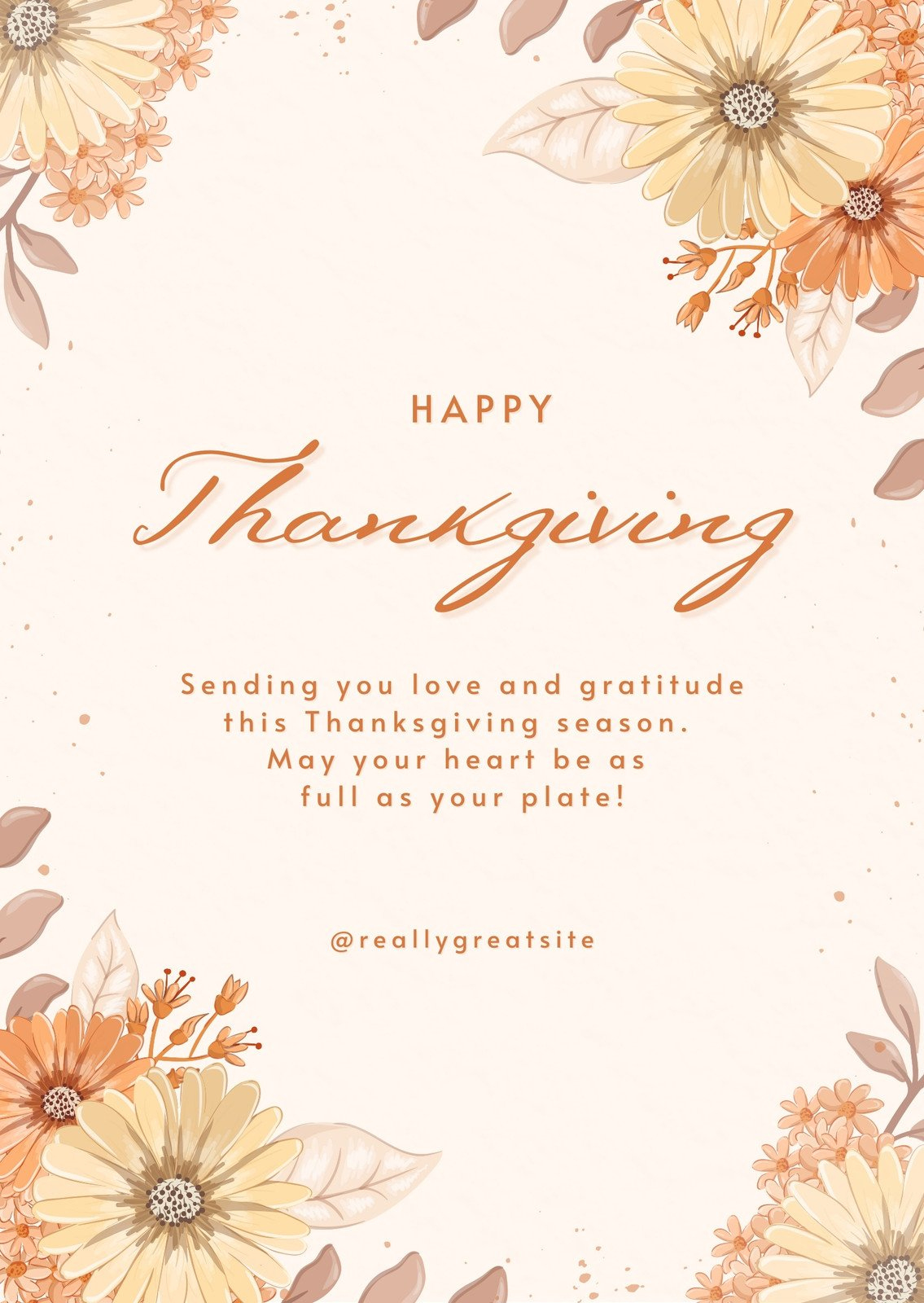 Design And Print Custom Portrait Thanksgiving Cards | Canva intended for Thanksgiving Cards Background