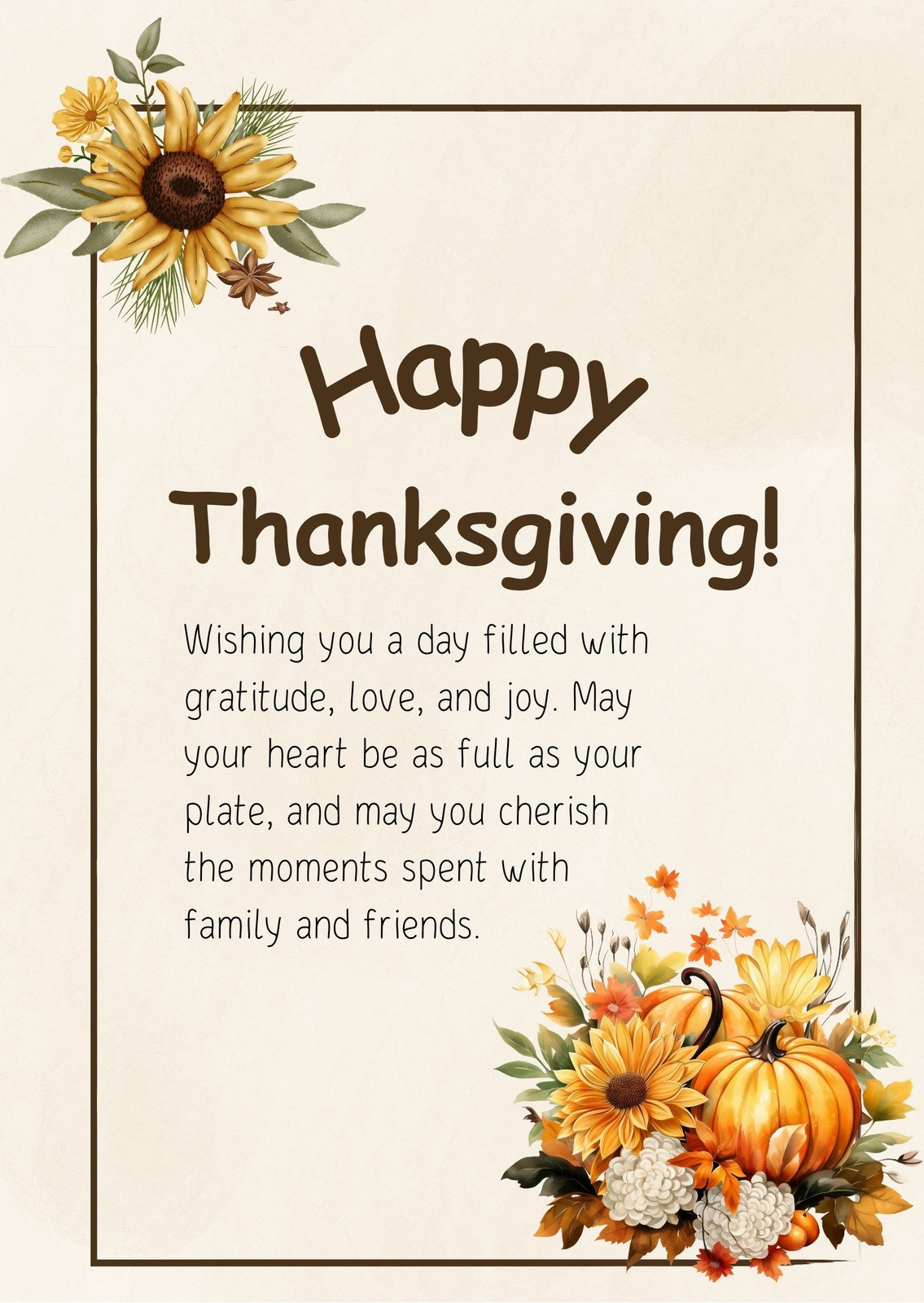 Design And Print Custom Portrait Thanksgiving Cards | Canva within Happy Thanksgiving Family Cards