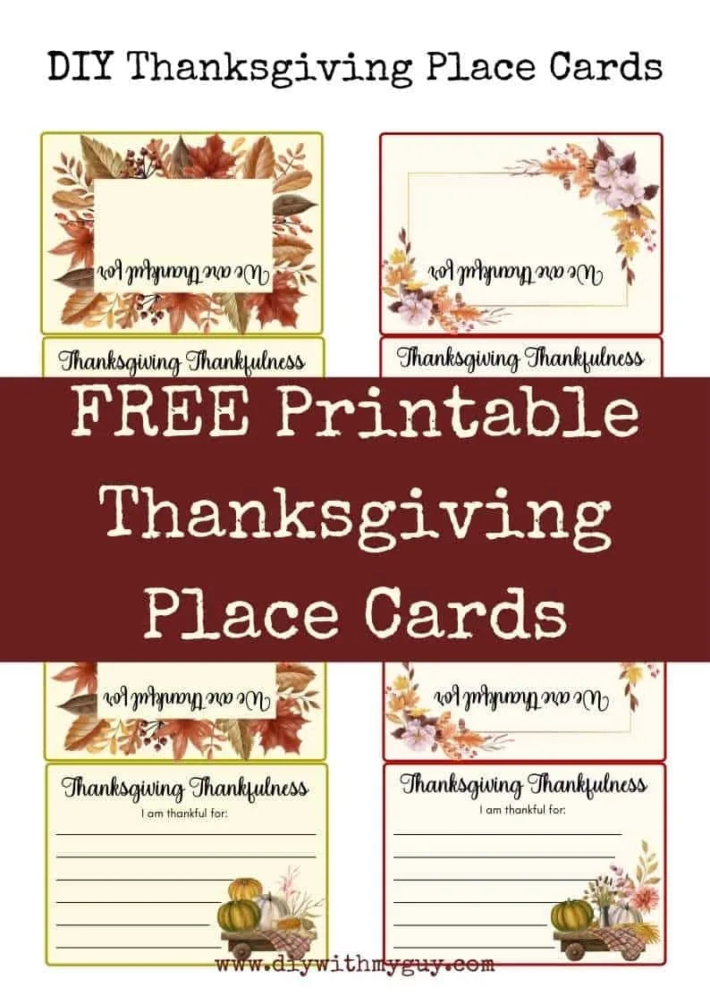 Diy Free Printable Thanksgiving Place Cards (Double-Sided) - Diy in Free Printable Thanksgiving Name Place Cards