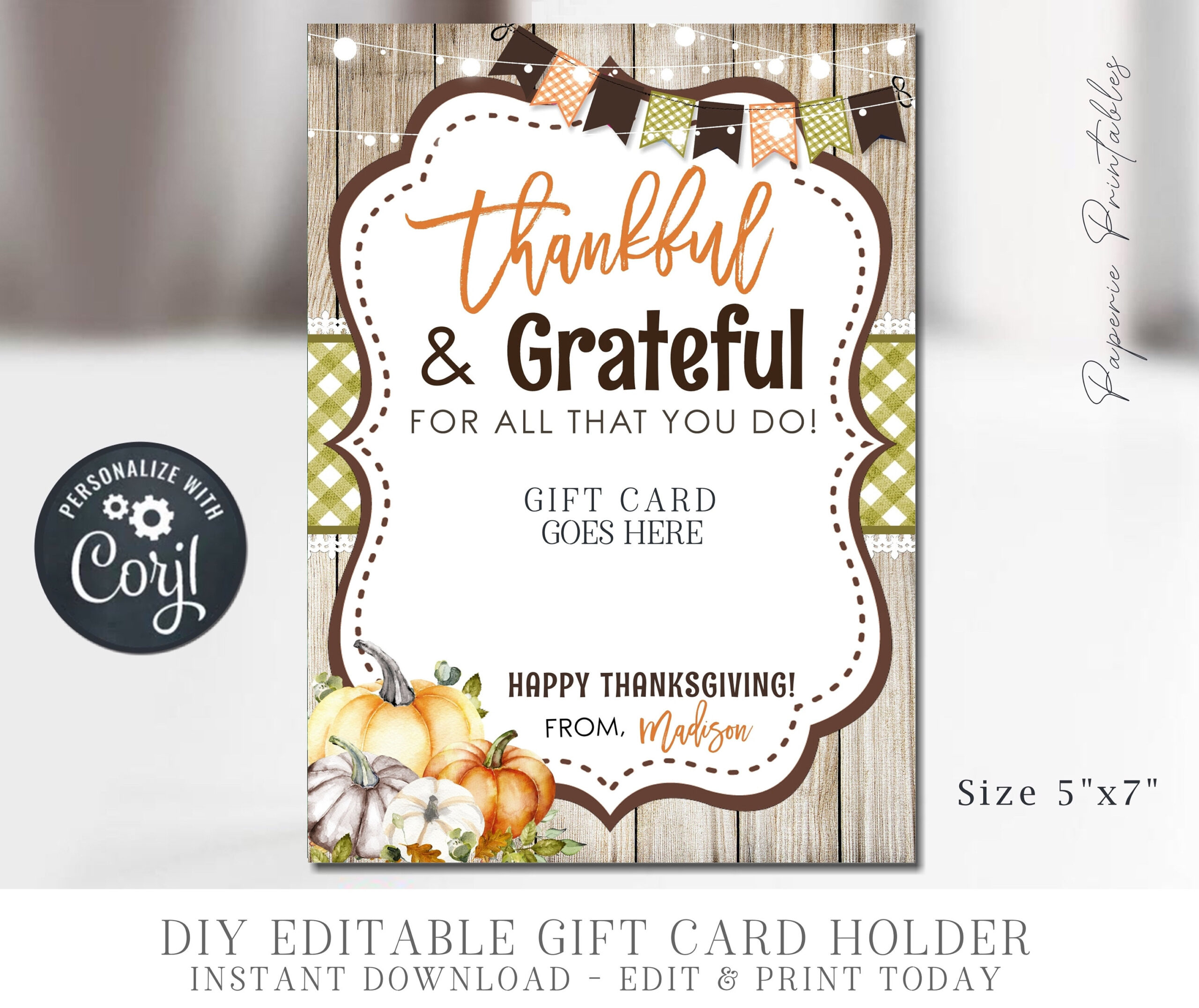 Editable Thanksgiving Gift Card Holder, Thanksgiving Thanks A within Thanksgiving Gift Cards Messages