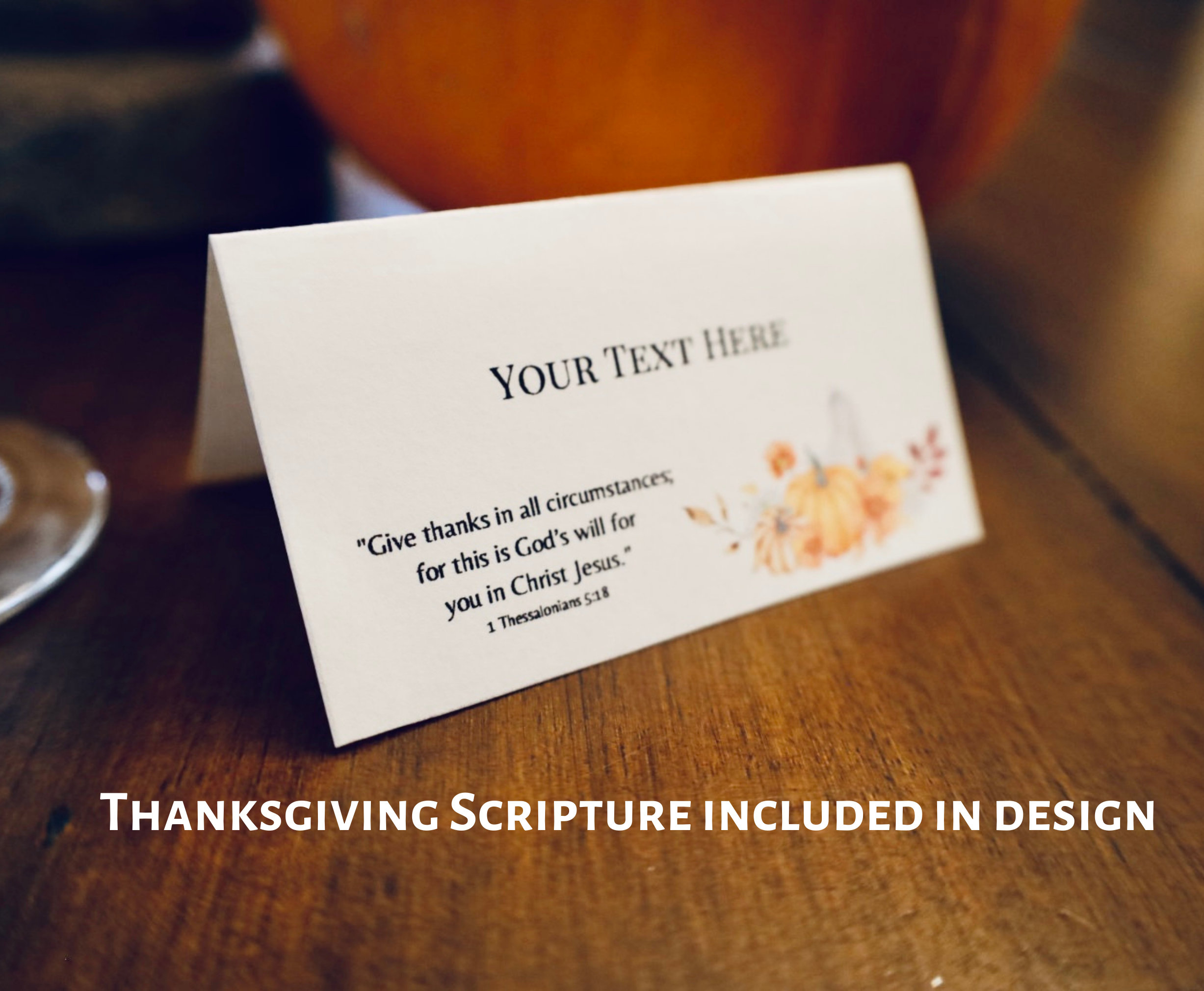 Editable Thanksgiving Place Cards Scripture Verse, Religious in Thanksgiving Cards Verses For Business