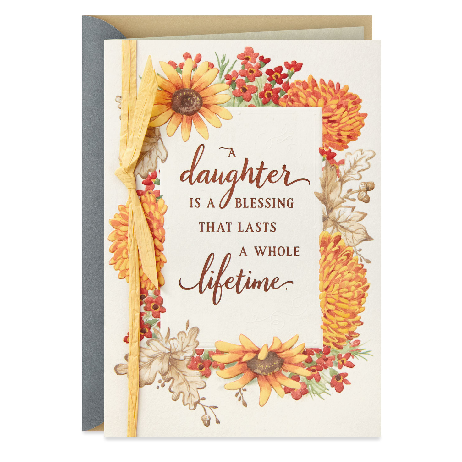 Fall Flowers Thanksgiving Card For Daughter - Greeting Cards in Daughter Thanksgiving Cards