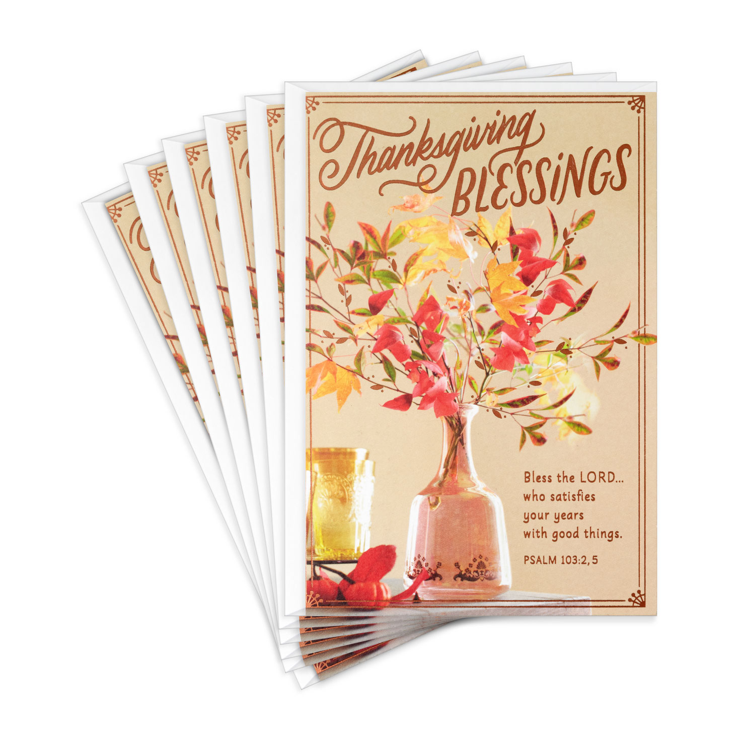 Fall Foliage Bouquet Religious Thanksgiving Cards, Pack Of 6 in Thanksgiving Boxed Cards