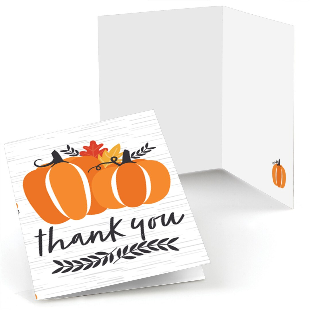 Fall Pumpkin Halloween Or Thanksgiving Party Thank You Cards 8 with regard to Thank You Cards Thanksgiving