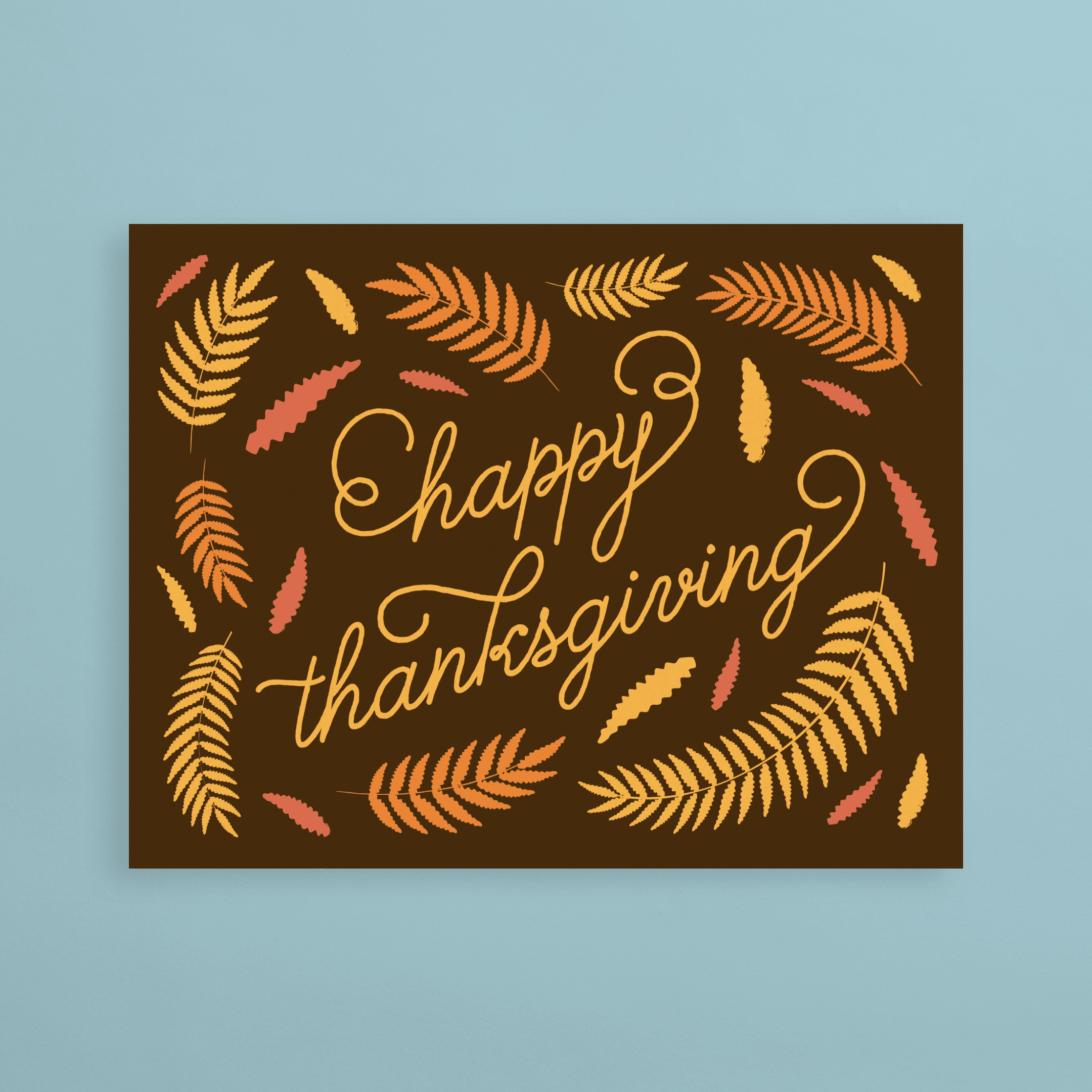 Ferns Happy Thanksgiving Folded Card | Postable | Postable with Elegant Thanksgiving Cards