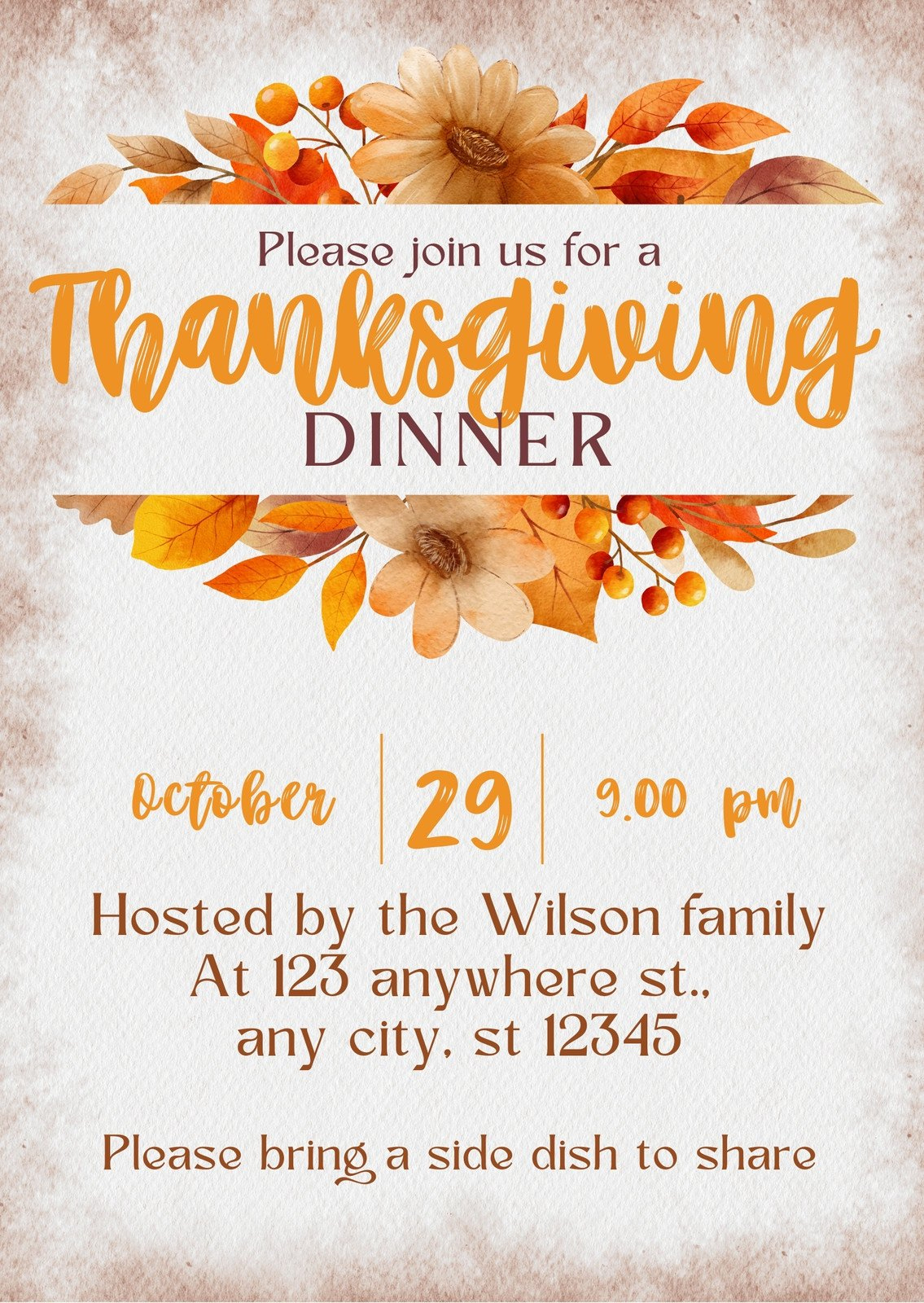 Free Custom Printable Thanksgiving Invitation Templates | Canva in Thanksgiving Dinner Invitation Cards