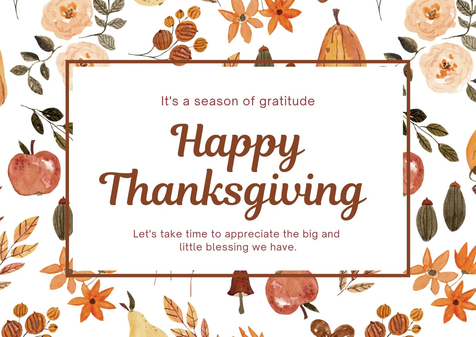 Free Printable, Customizable Thanksgiving Card Templates | Canva for Electronic Thanksgiving Cards