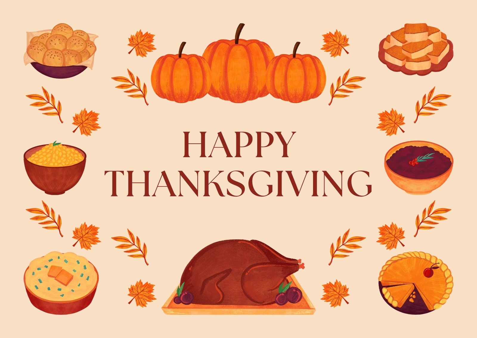 Free Printable, Customizable Thanksgiving Card Templates | Canva with regard to Thanksgiving Animated Cards