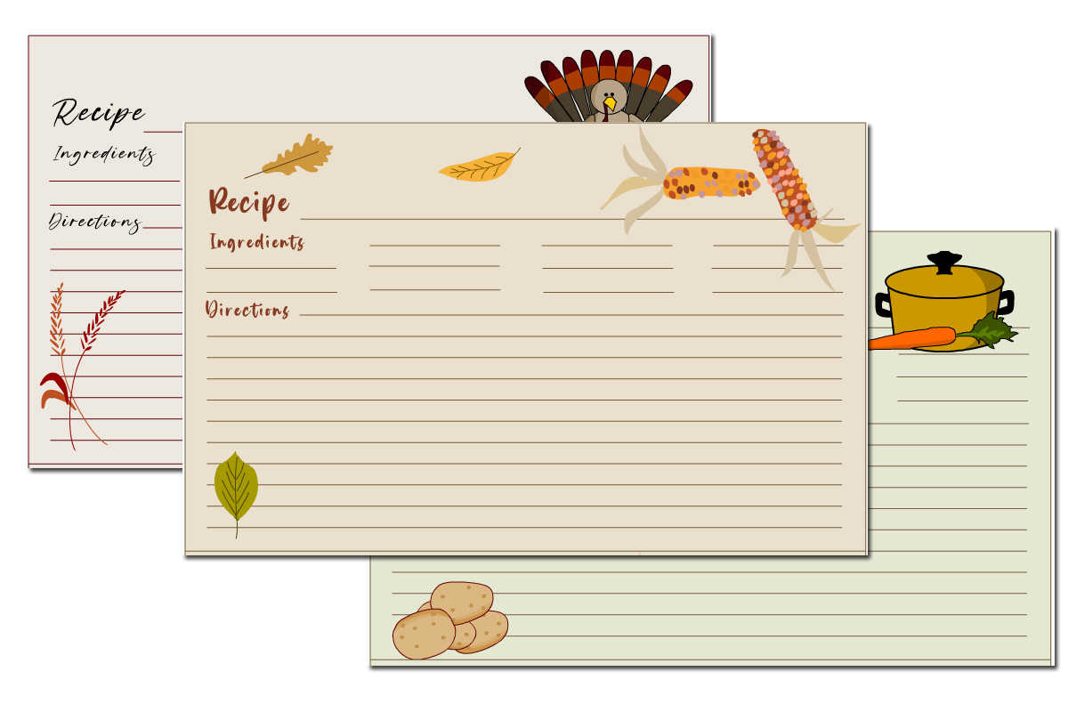 Free Printable Cute Recipe Cards For Thanksgiving in Thanksgiving Recipe Cards