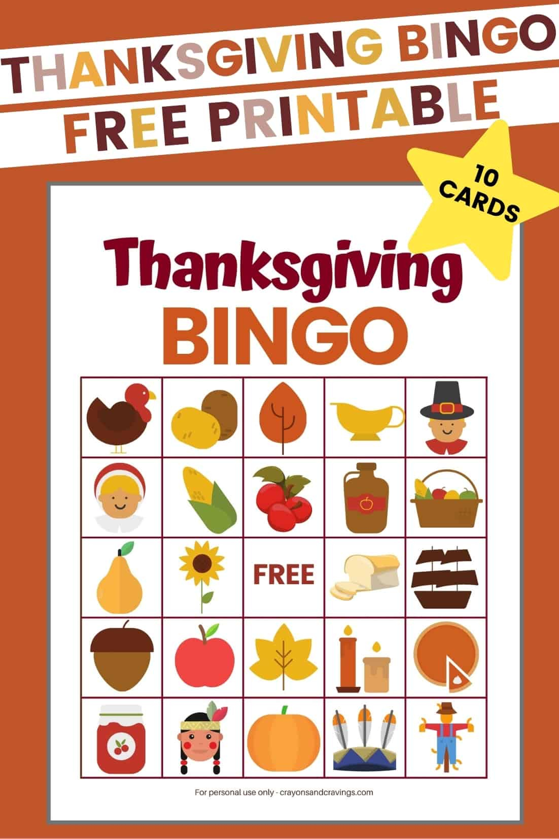 Free Printable Thanksgiving Bingo Cards (Fun Kids Game!) for Thanksgiving Bingo Cards For Adults