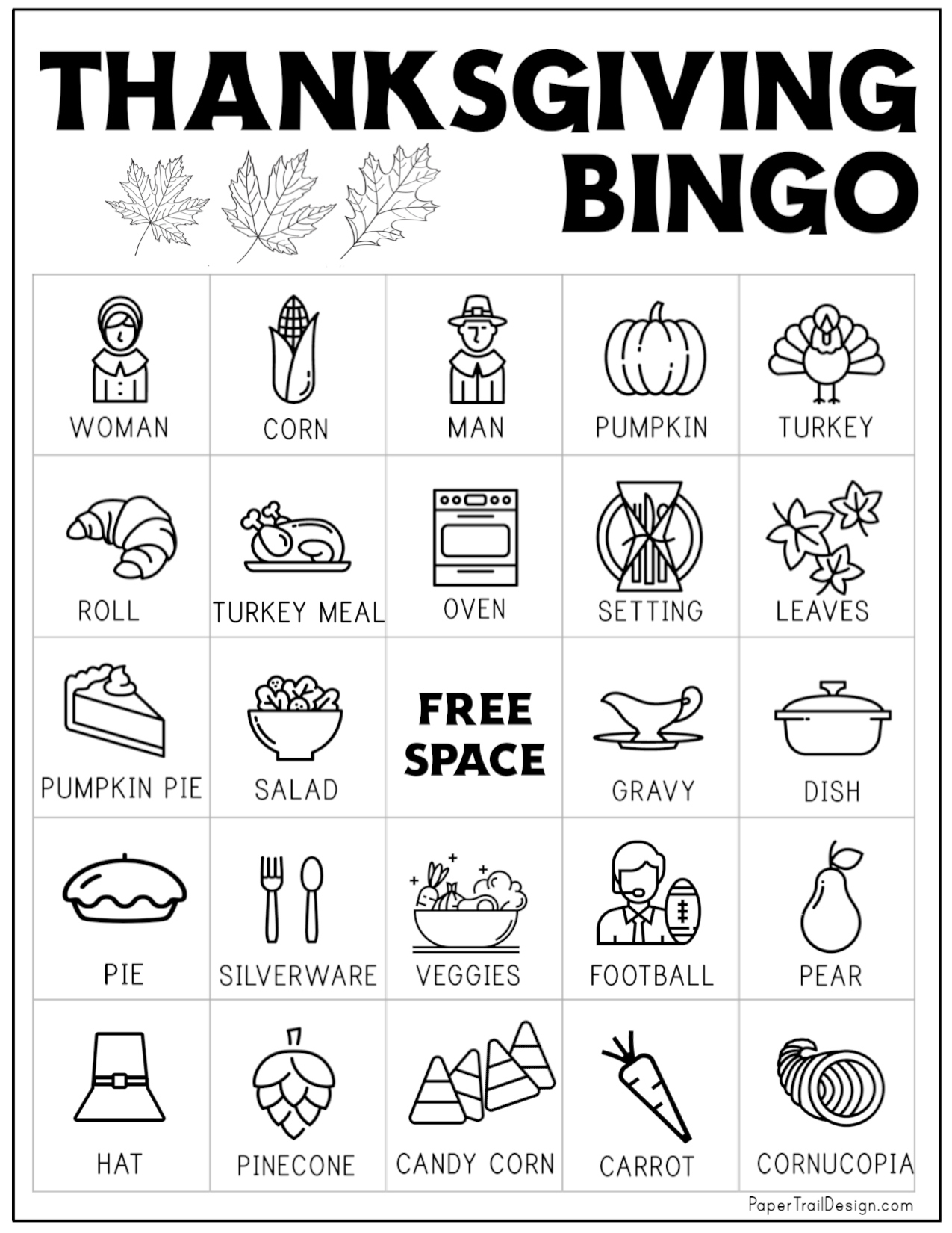 Free Printable Thanksgiving Bingo Cards - Paper Trail Design for Bingo Cards Thanksgiving