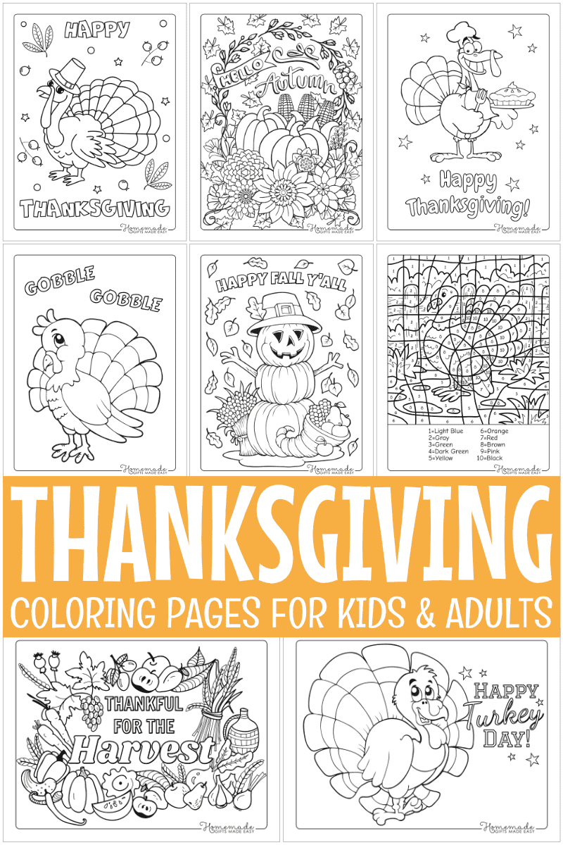 Free Thanksgiving Coloring Pages For Kids &amp;amp; Adults intended for Thanksgiving Day Cards to Color