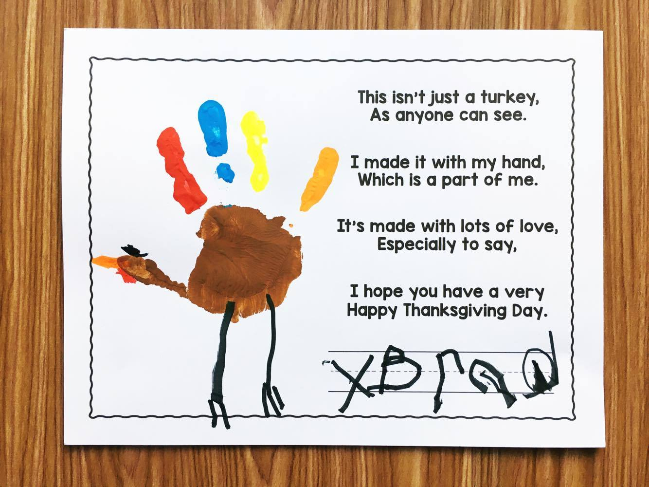 Free Turkey Handprint Poem - Simply Kinder intended for Thanksgiving Cards Poems