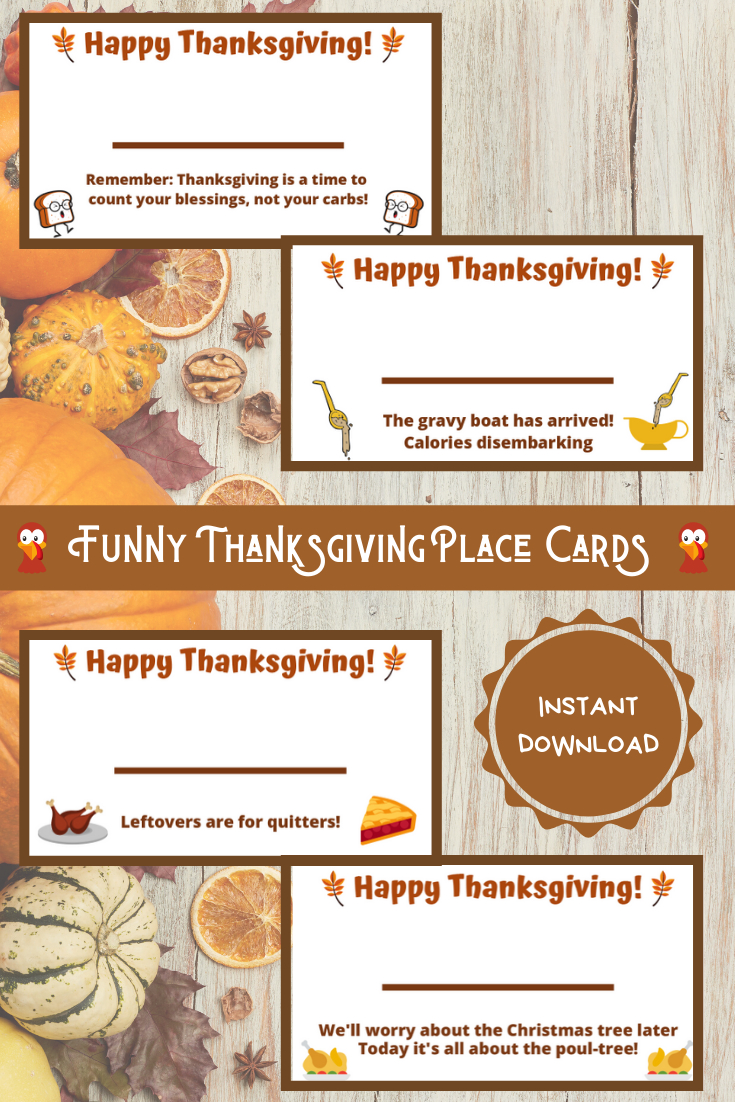 Funny Thanksgiving Place Cards with Funny Thanksgiving Place Cards