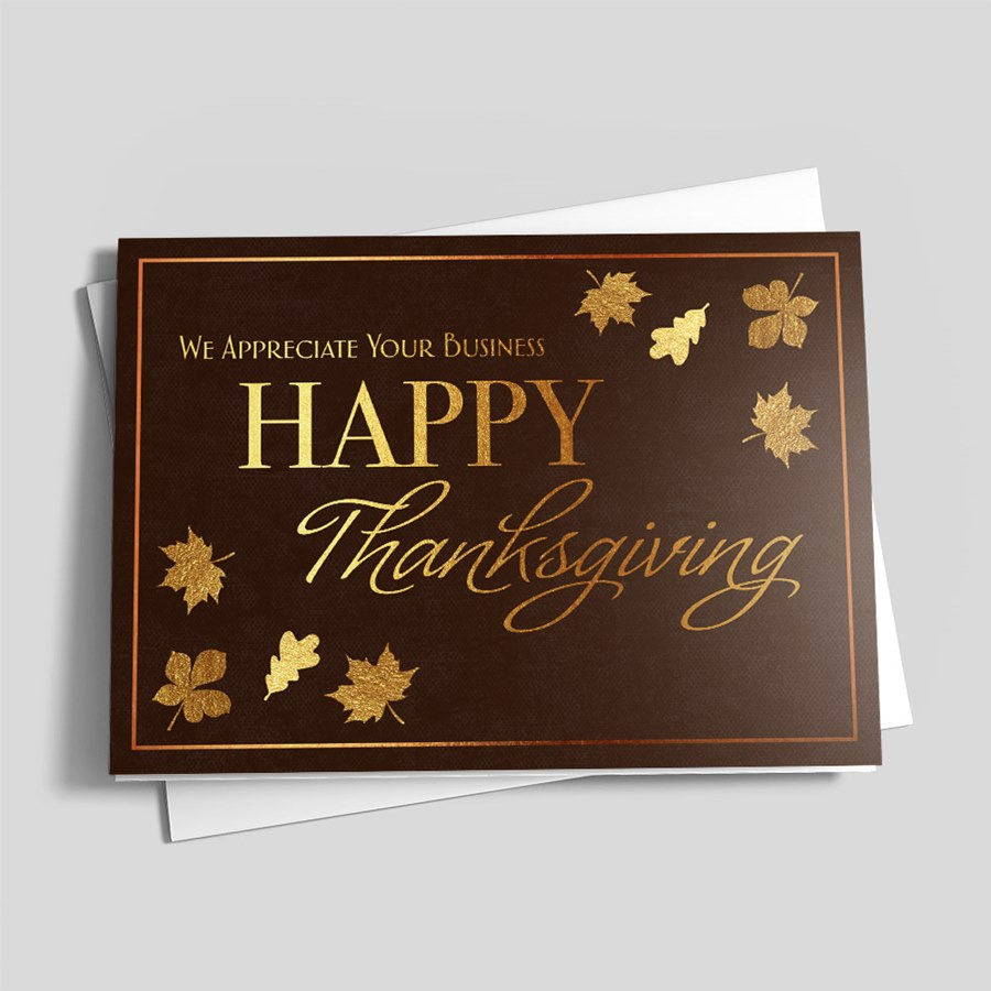 Golden Leaflets - Holiday Greeting Cardscardsdirect throughout Thanksgiving Greeting Cards For Business