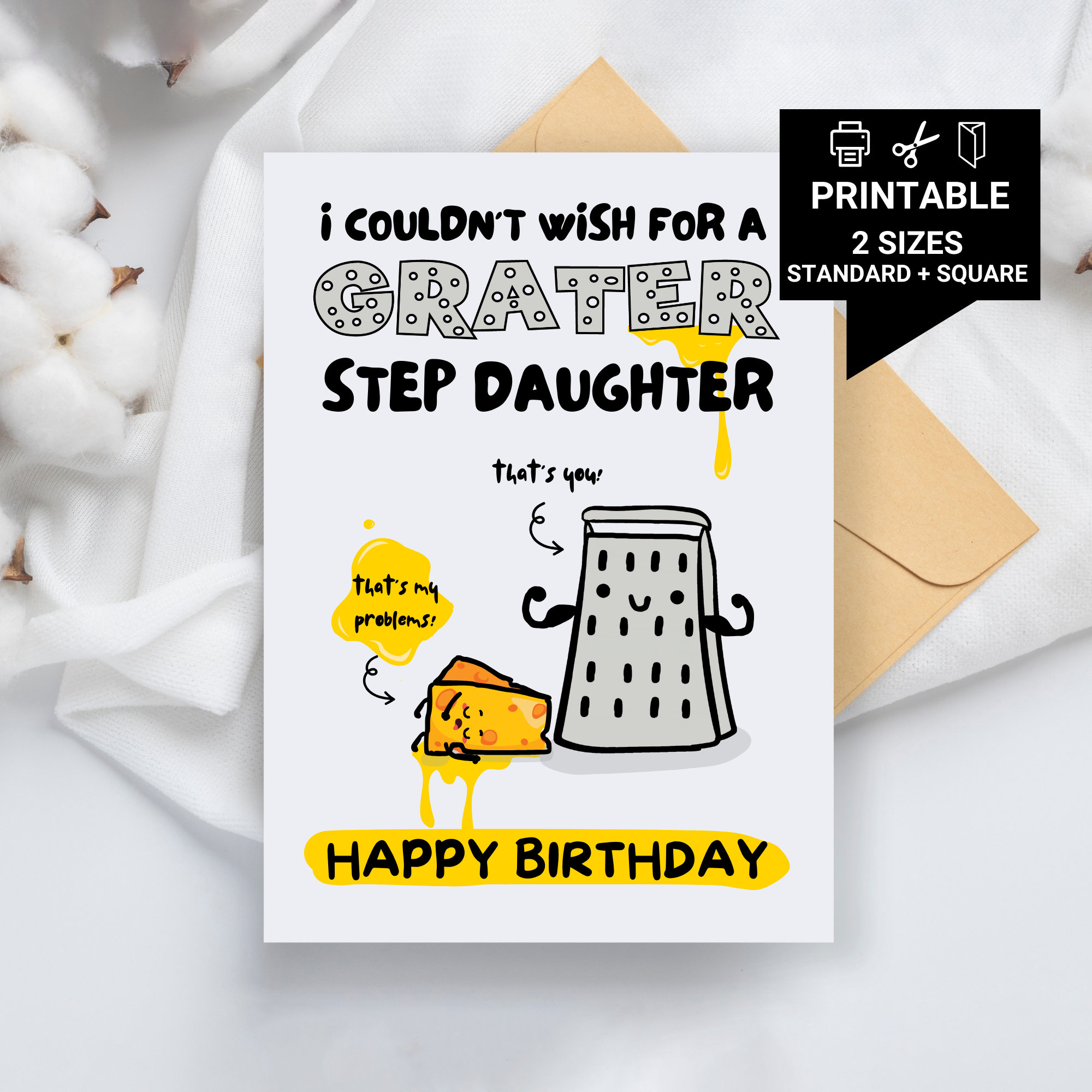 Grater Step Daughter, Funny Printable Birthday Card, Printable with regard to Free Printable Funny Birthday Cards For Daughter