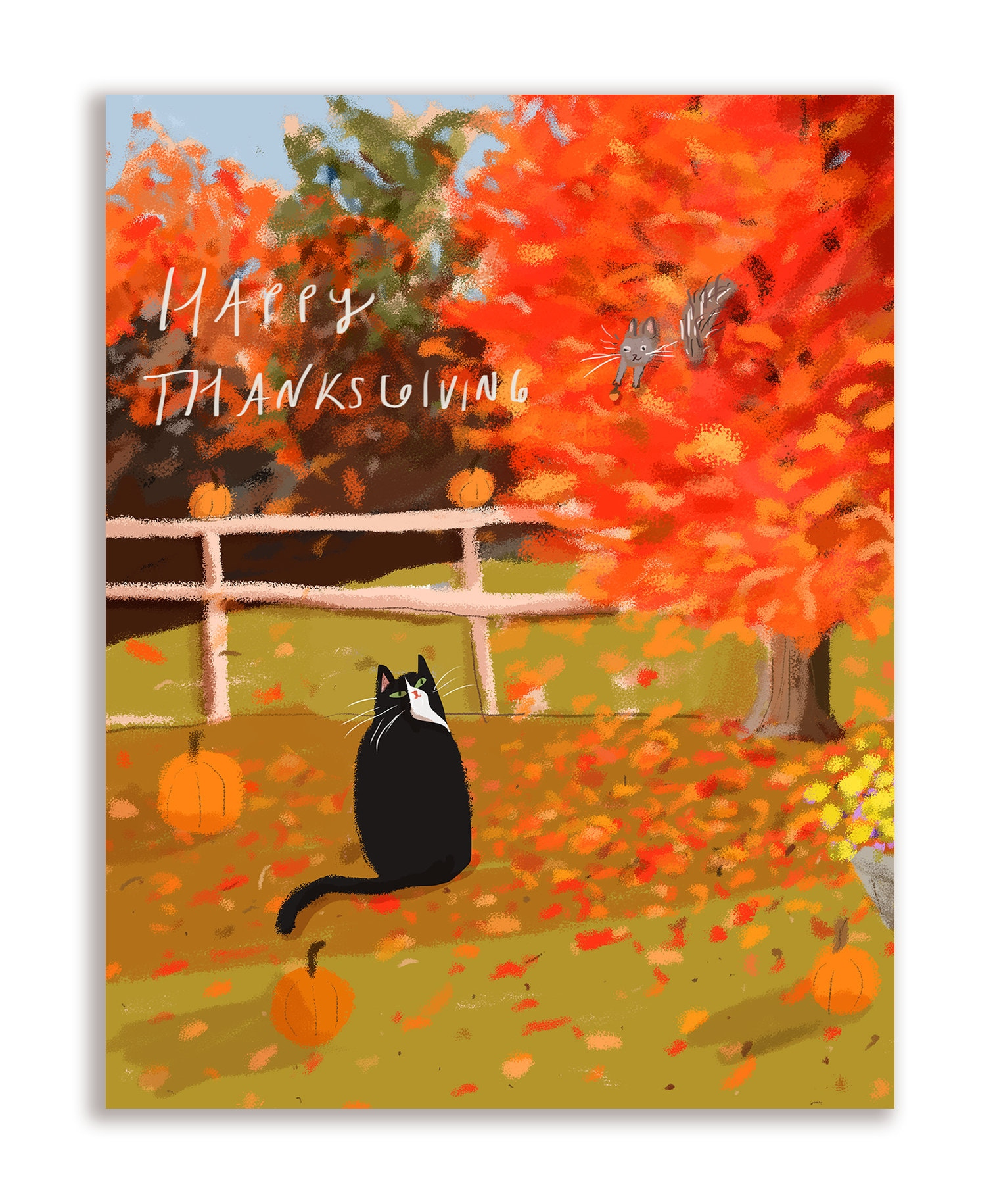 Happy Thanksgiving Card Thankful For You Cat Card Fall Card - Etsy with Cat Thanksgiving Cards