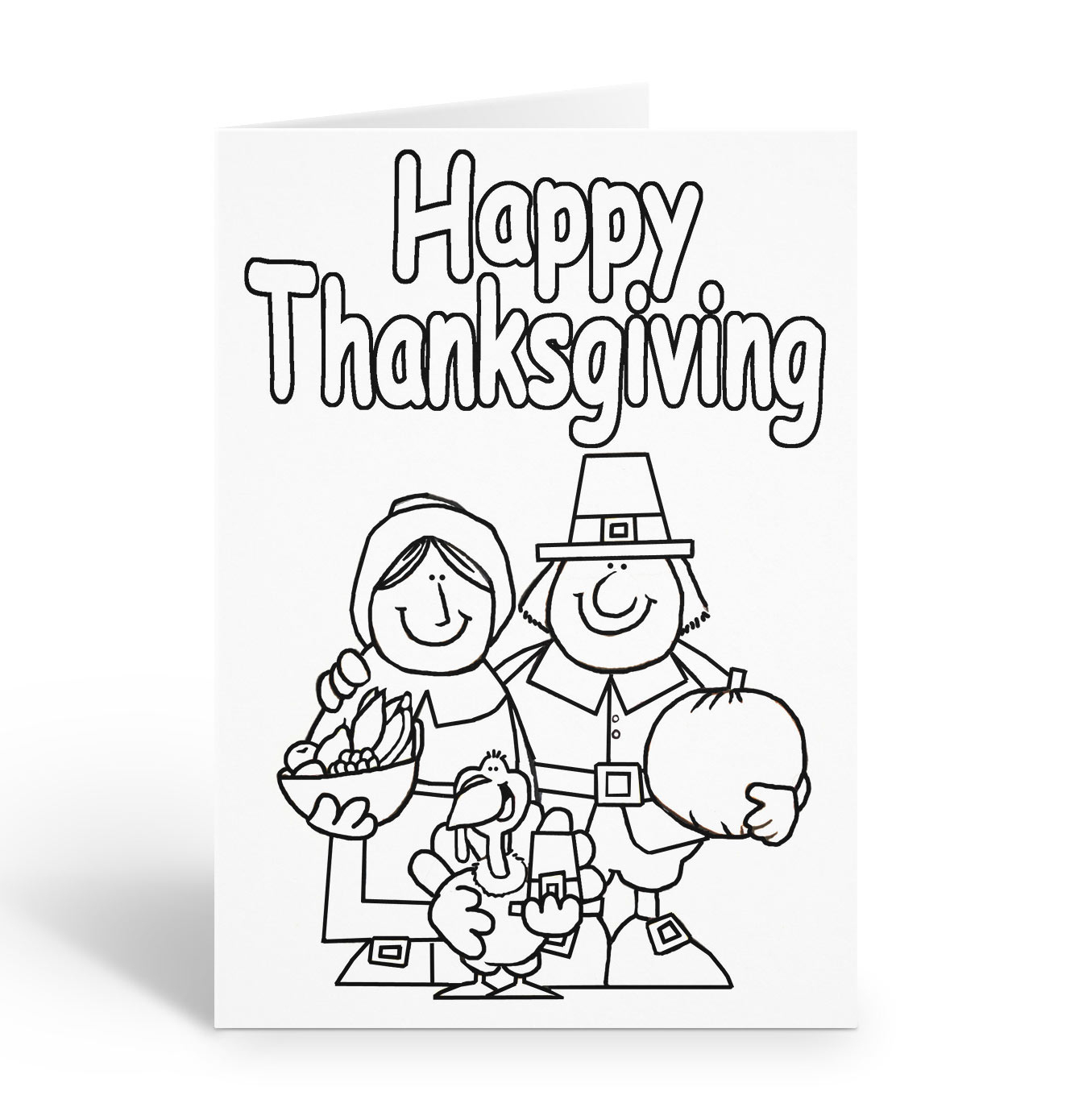 Happy Thanksgiving Children&amp;#039;S Color In Card Set - Kid&amp;#039;S Coloring for Thanksgiving Cards To Color