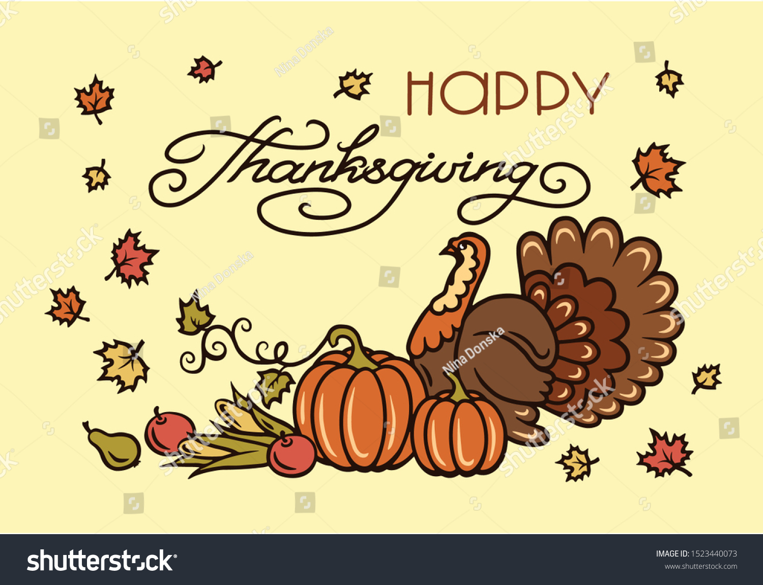 Happy Thanksgiving Day Turkey Greeting Card Stock Vector (Royalty with regard to Thanksgiving Cards Drawings