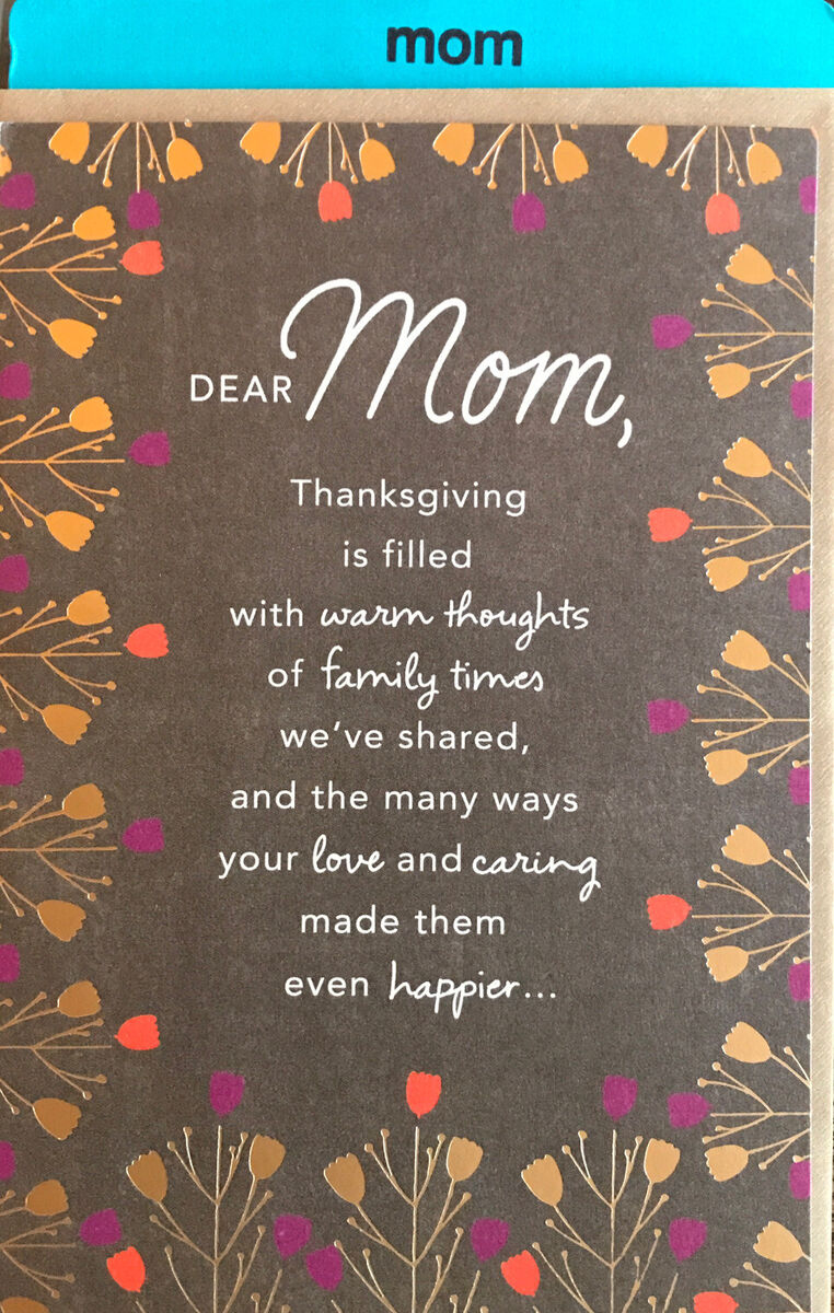 Happy Thanksgiving, Dear Mom, Warm Thoughts Of Family Times, Greeting Card regarding Thanksgiving Cards For Mom