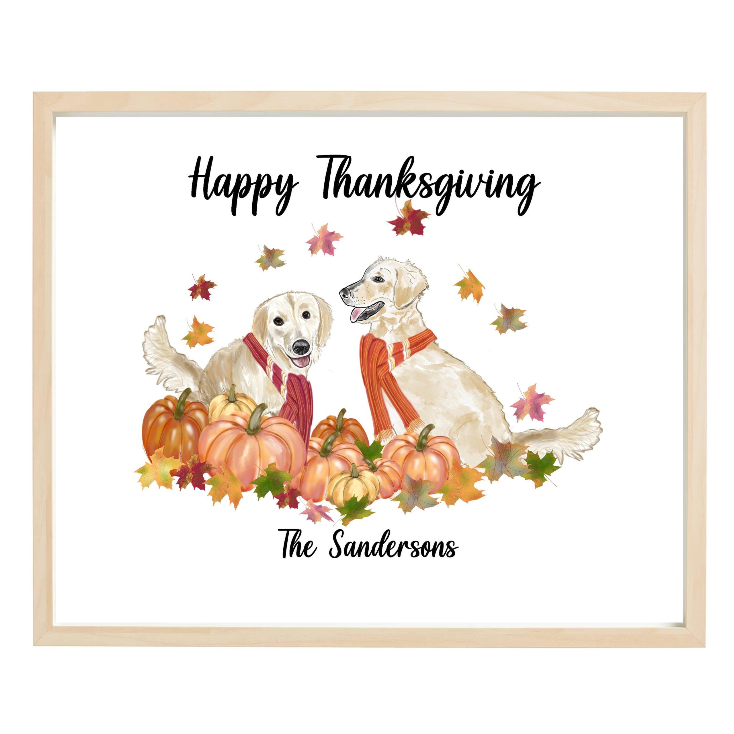 Happy Thanksgiving Golden Retriever Art, Do It Yourself Instant in Thanksgiving Cards With Dogs