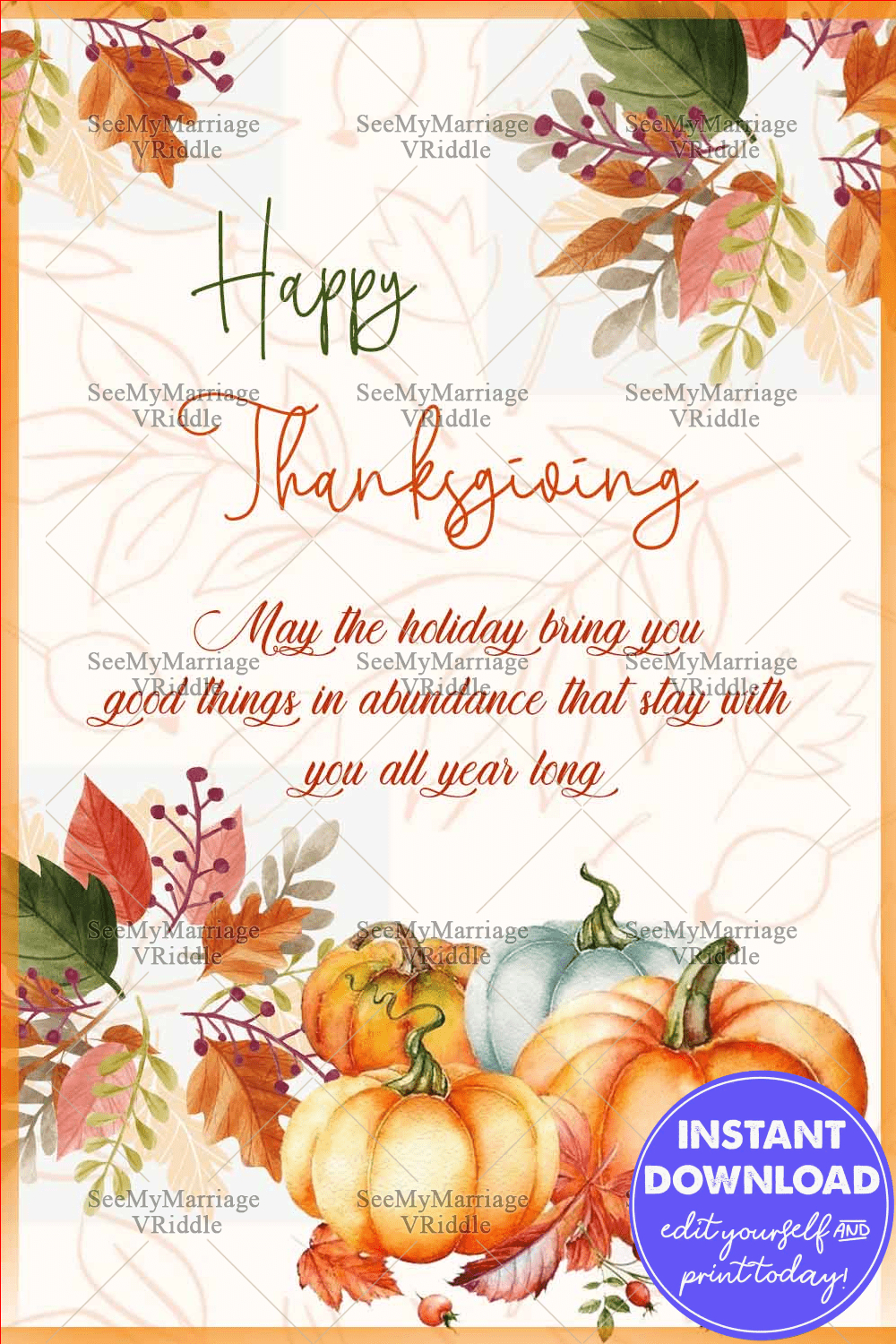 Happy Thanksgiving Greeting Card With Orange Pumpkins And Autumn throughout Corporate Thanksgiving Greeting Cards