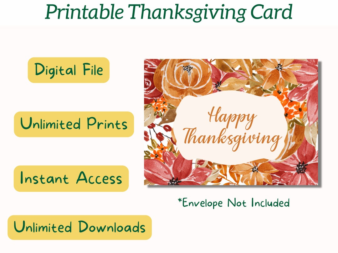 Happy Thanksgiving Printable Card, Digital Card, Fall Greeting throughout Shutterfly Thanksgiving Cards