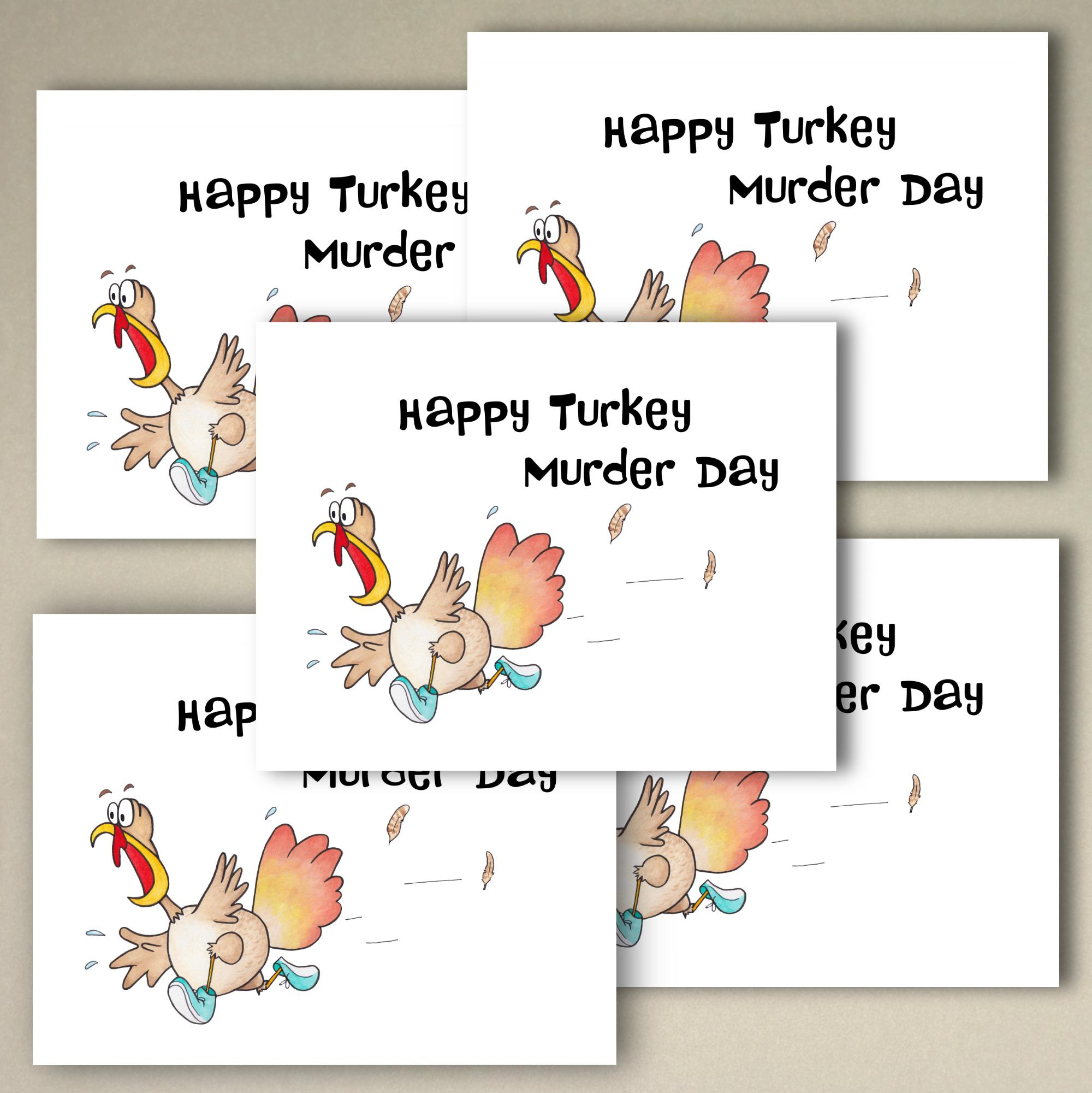 Happy Turkey Murder Day Funny Thanksgiving Card - Etsy.de intended for Funny Thanksgiving Day Cards