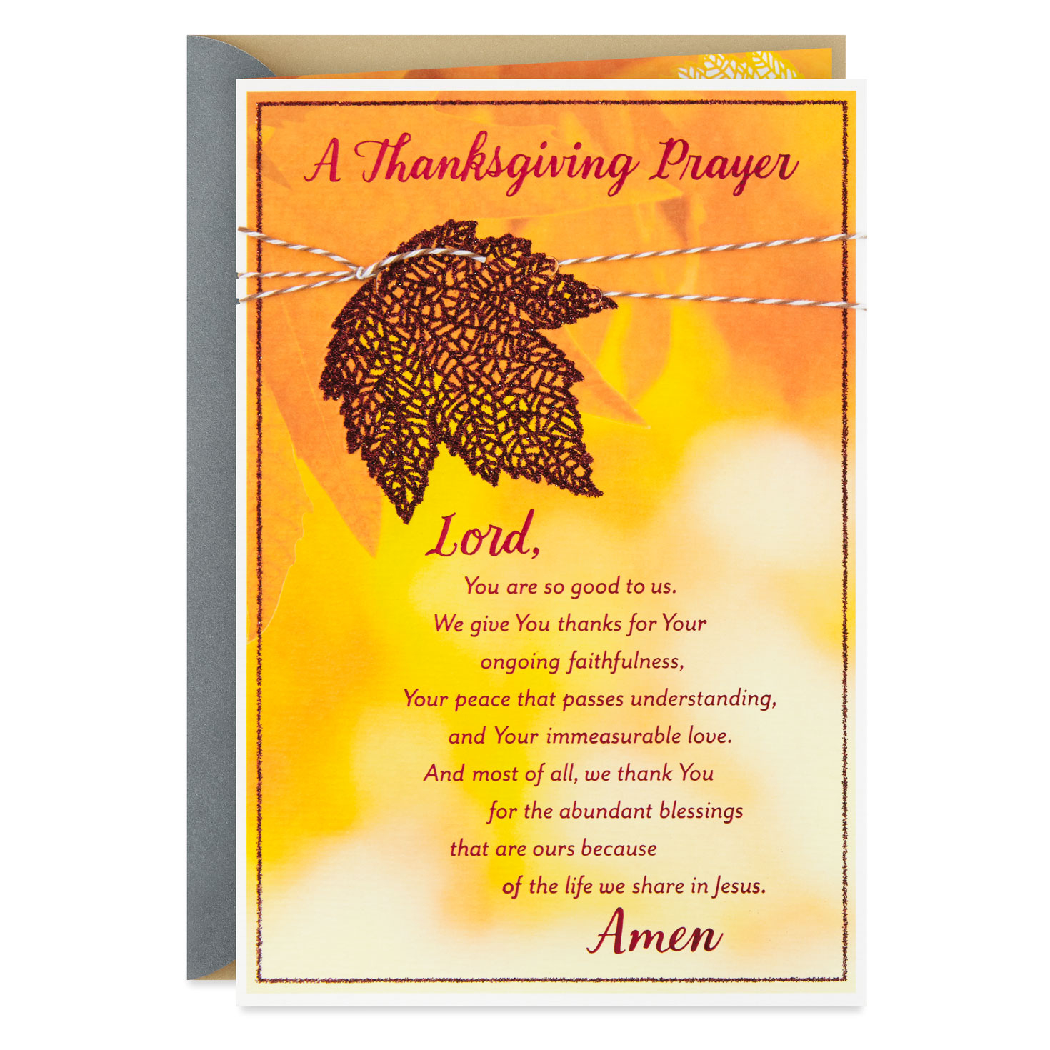 Holiday Prayer Maple Leaf Religious Thanksgiving Card - Greeting with Thanksgiving Prayer Cards